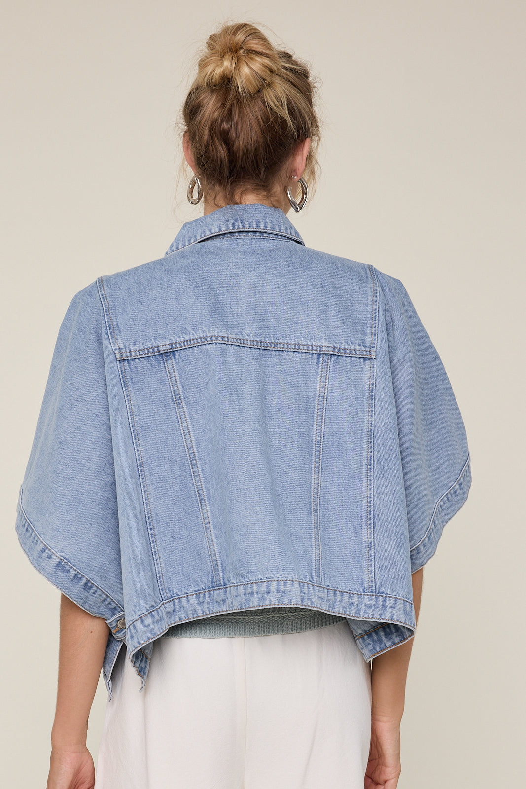 Margot Poncho Jacket- Light Denim