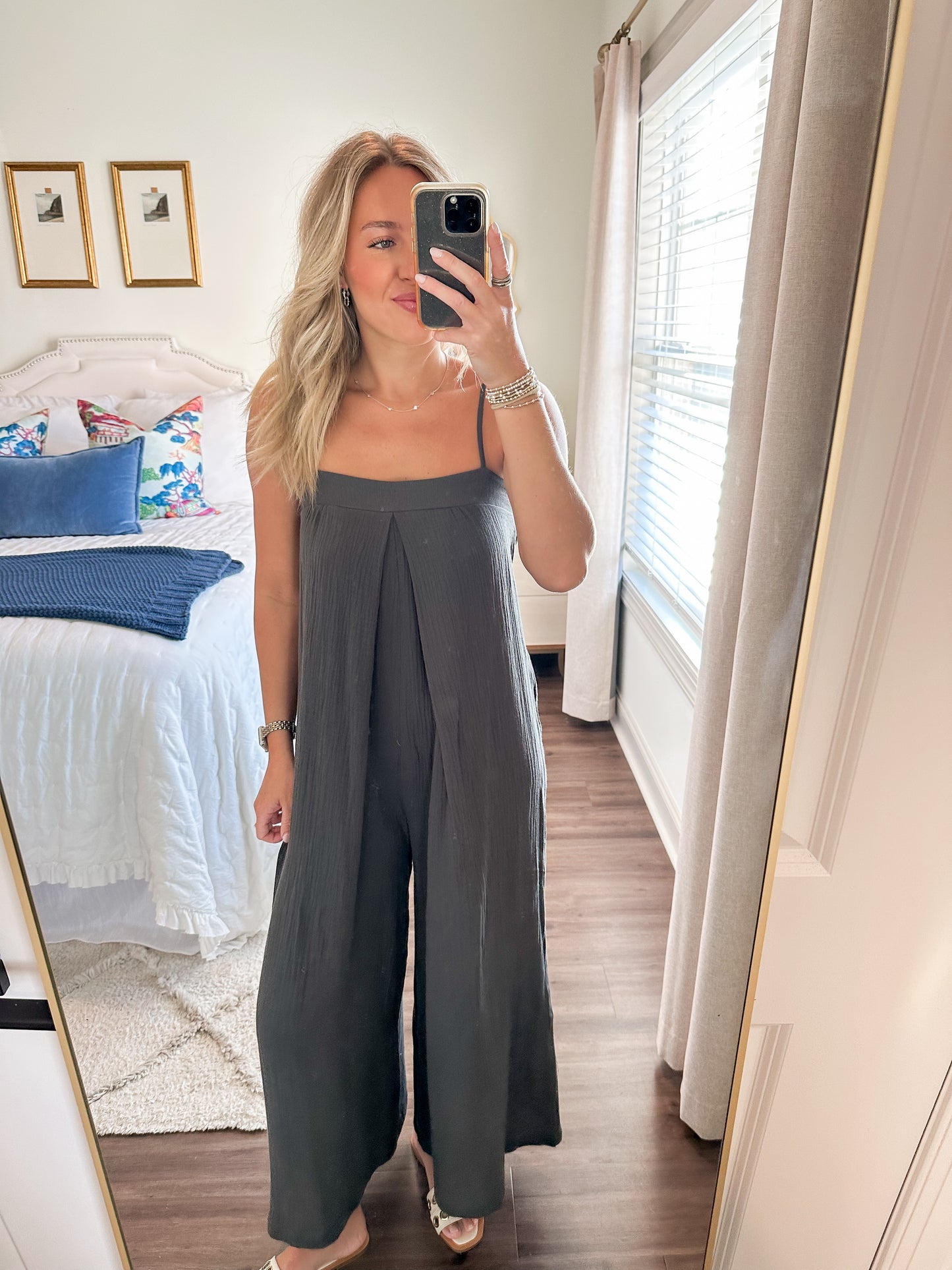 Nelly Gauze Jumpsuit- Charcoal