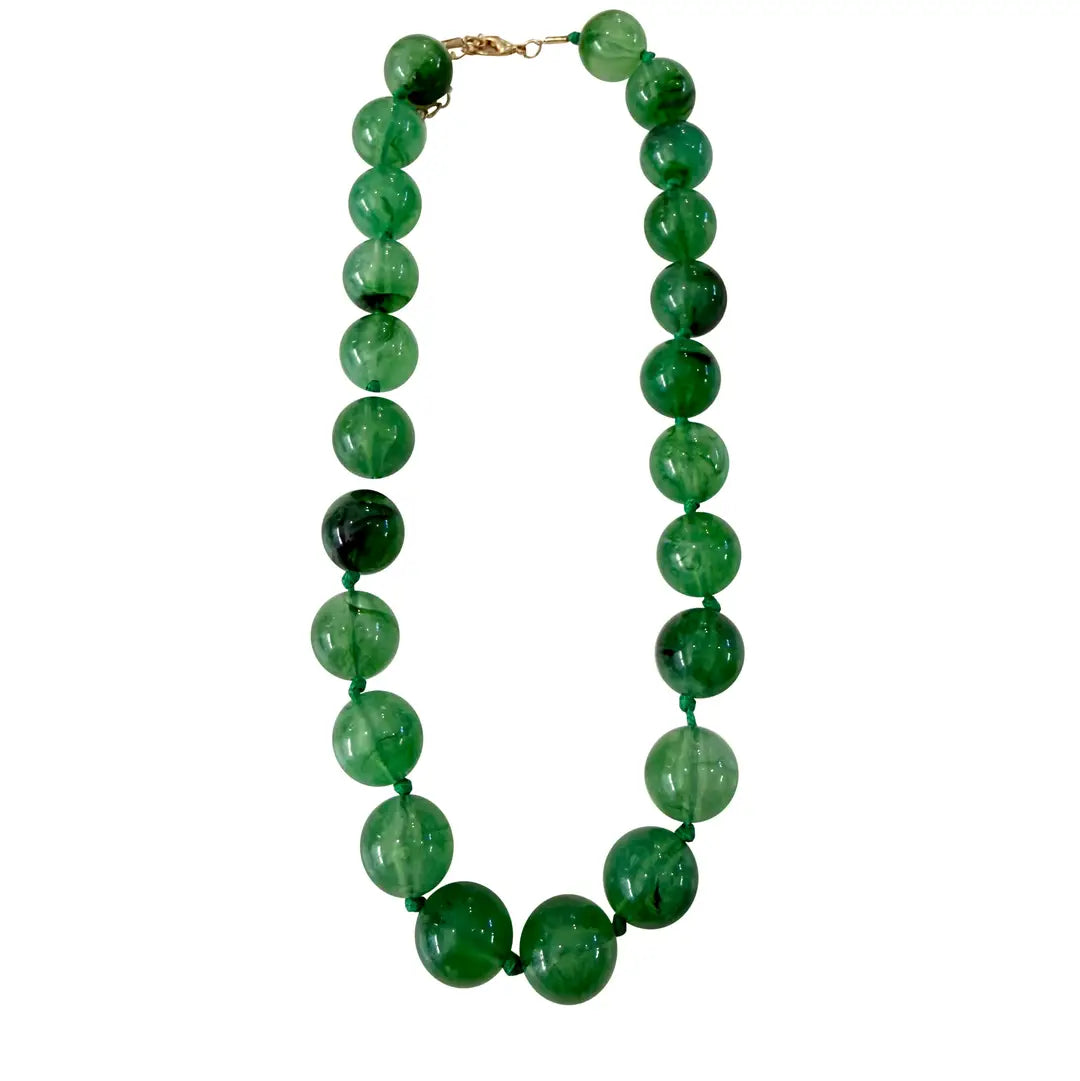 Mabry Chunky Beaded Necklace- Green