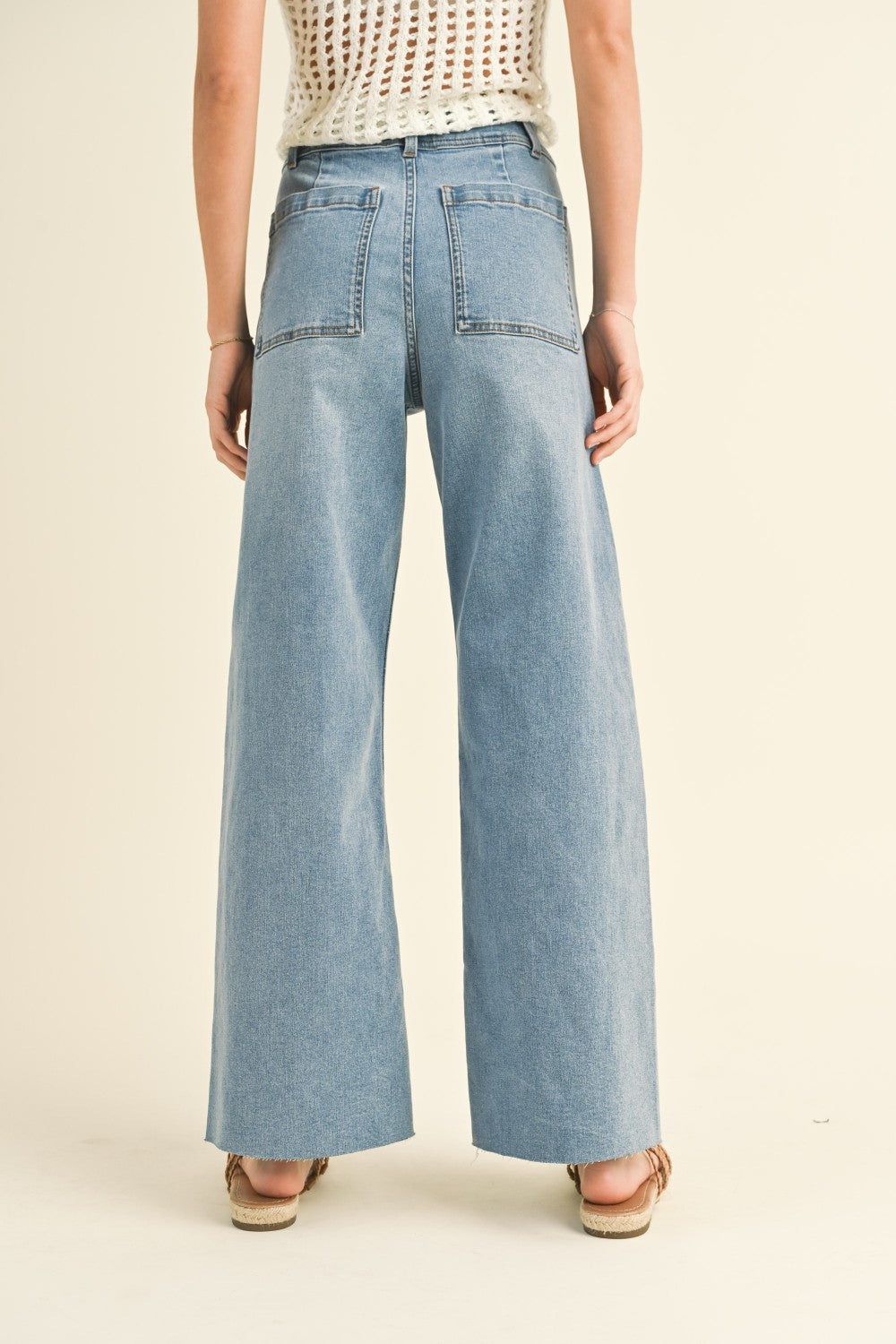 Straight Wide Leg Pants- Denim
