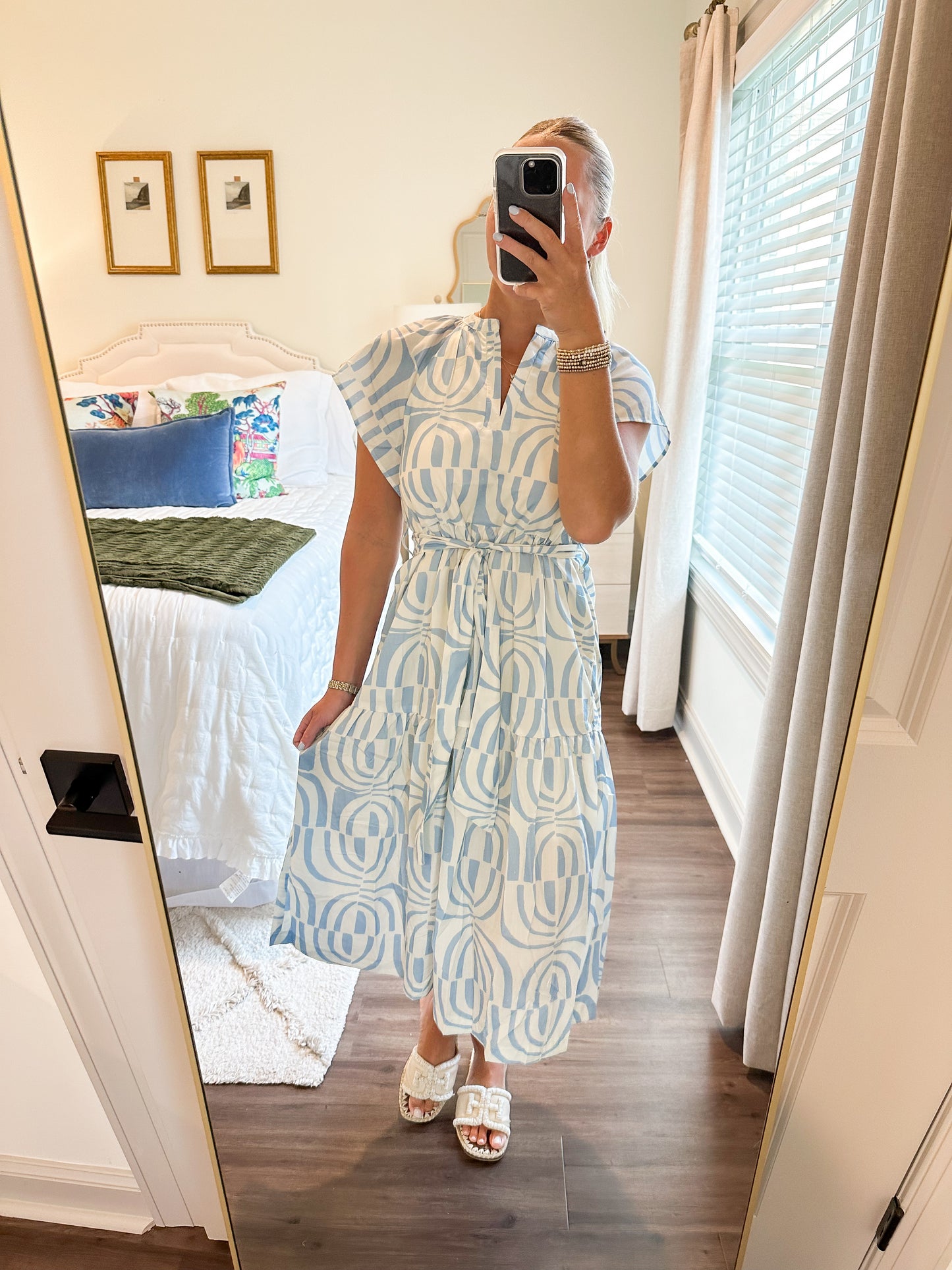 Callie Dress- Blue/White