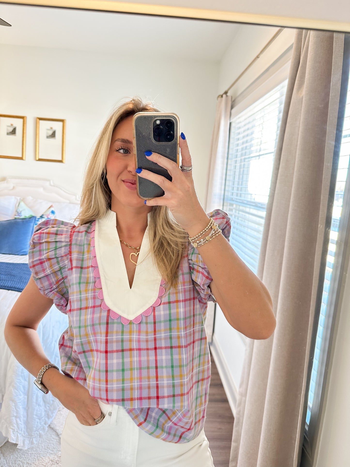 Ruby Plaid Top- Lavender