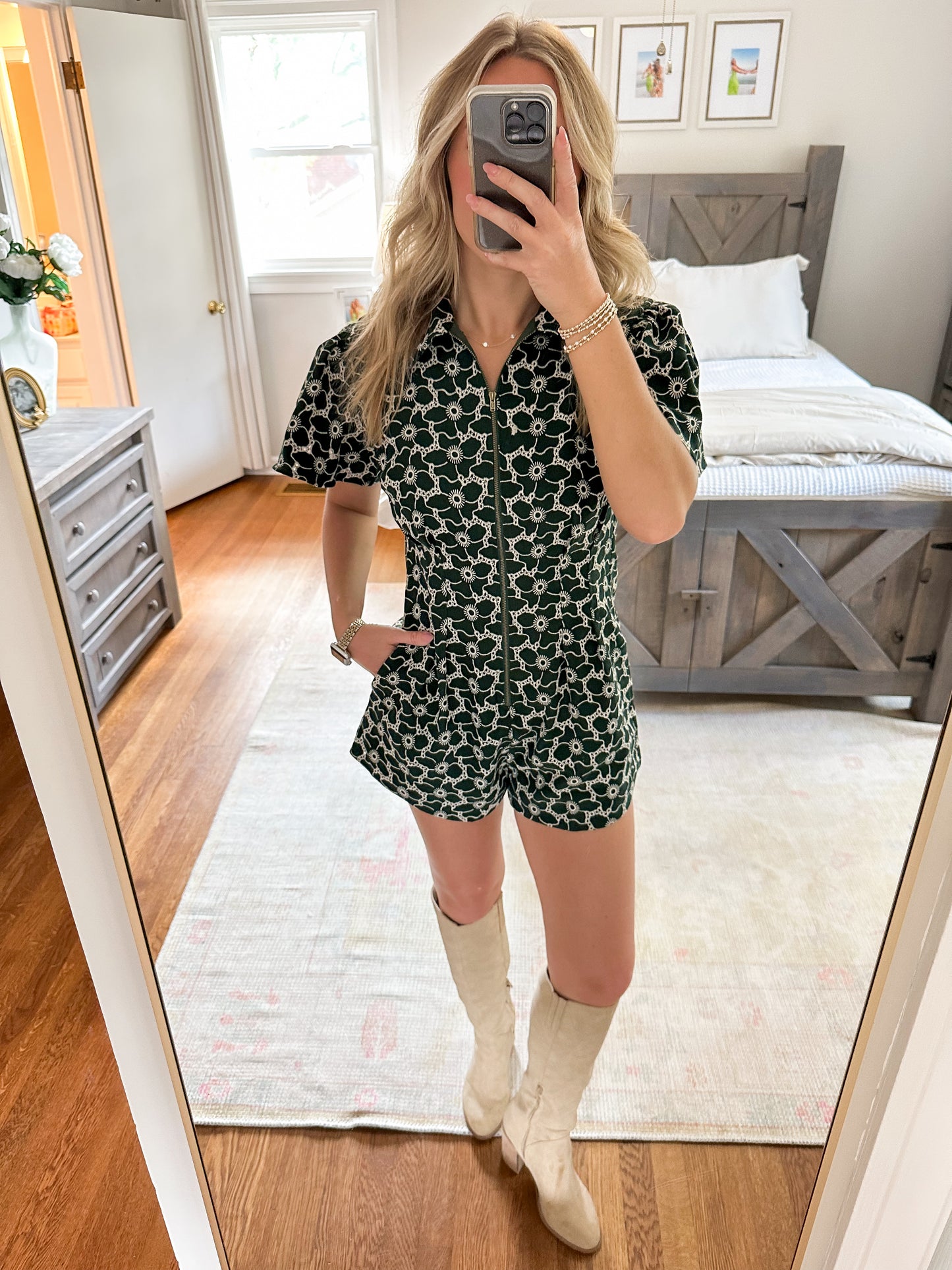 Twill Romper- Green