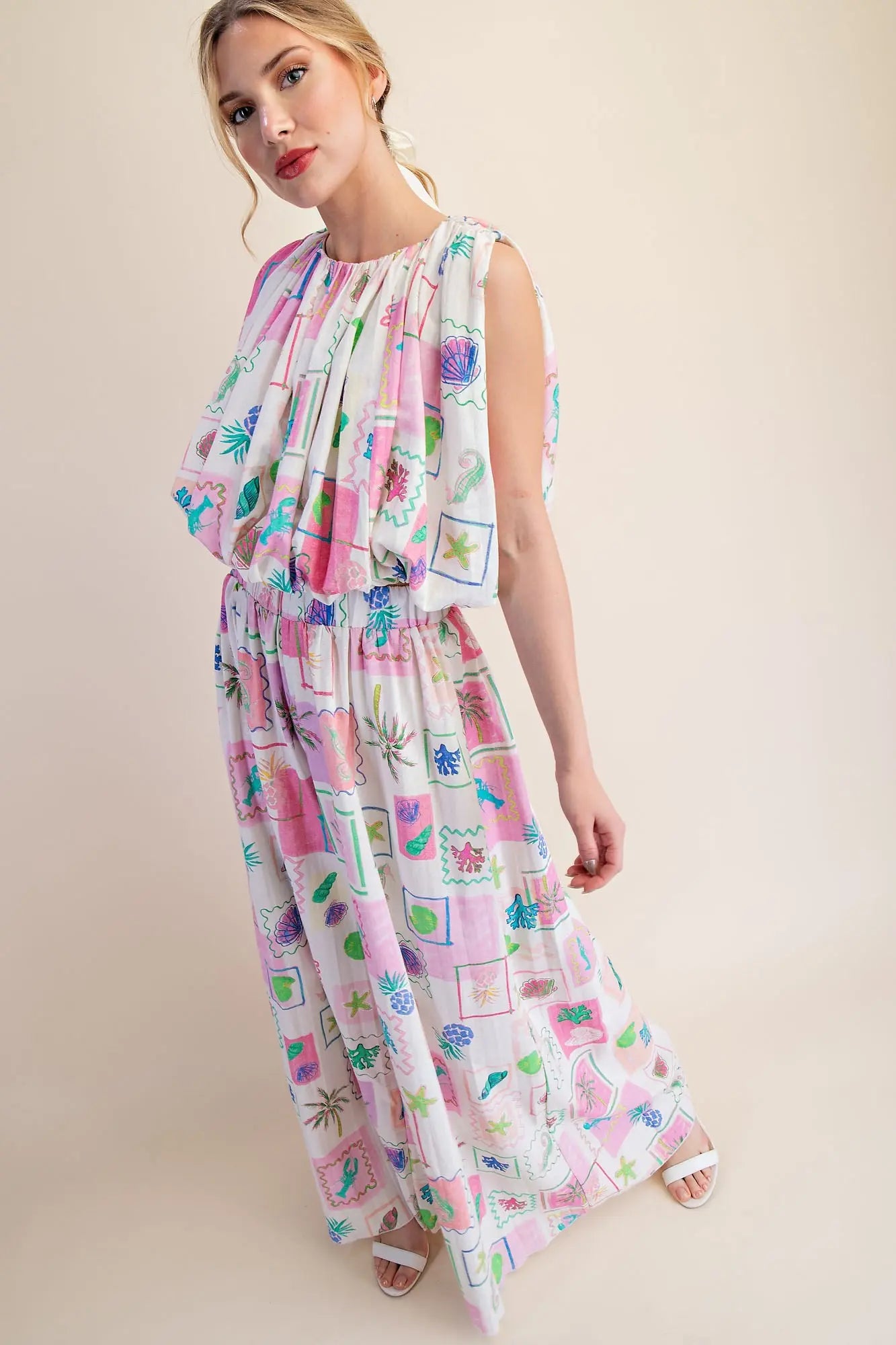 Marina Palm Set- White/Pink