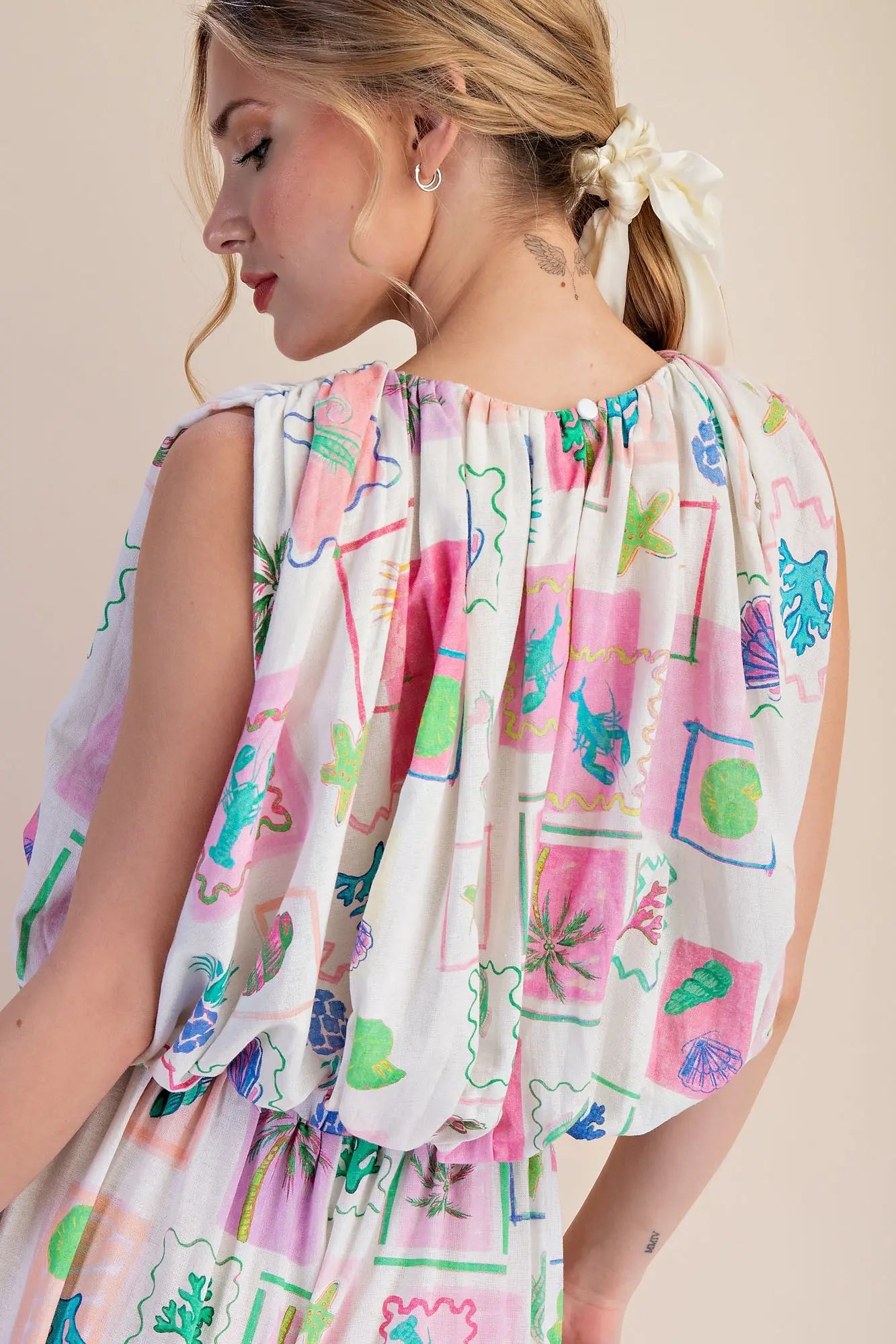 Marina Palm Set- White/Pink