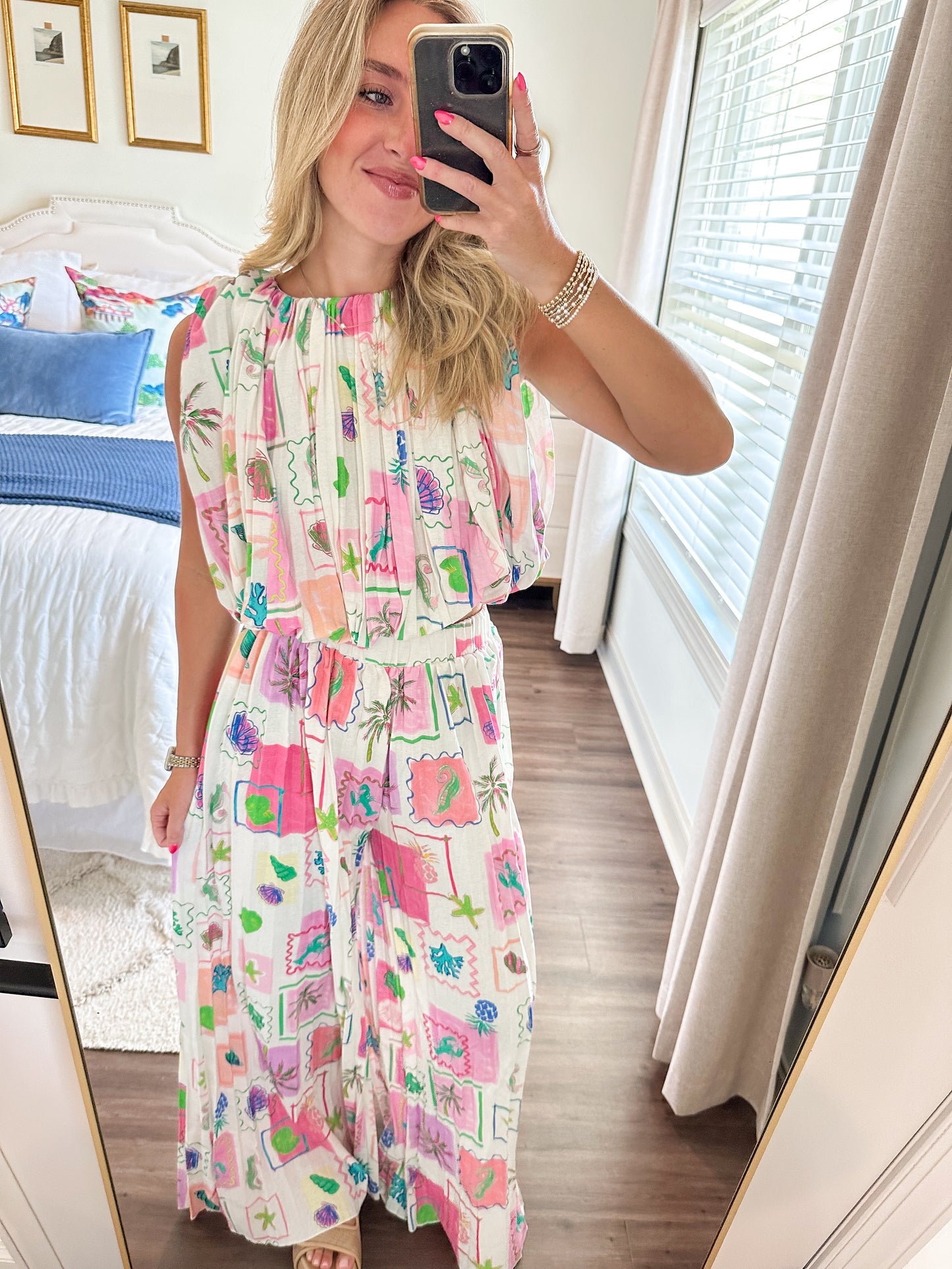 Marina Palm Set- White/Pink