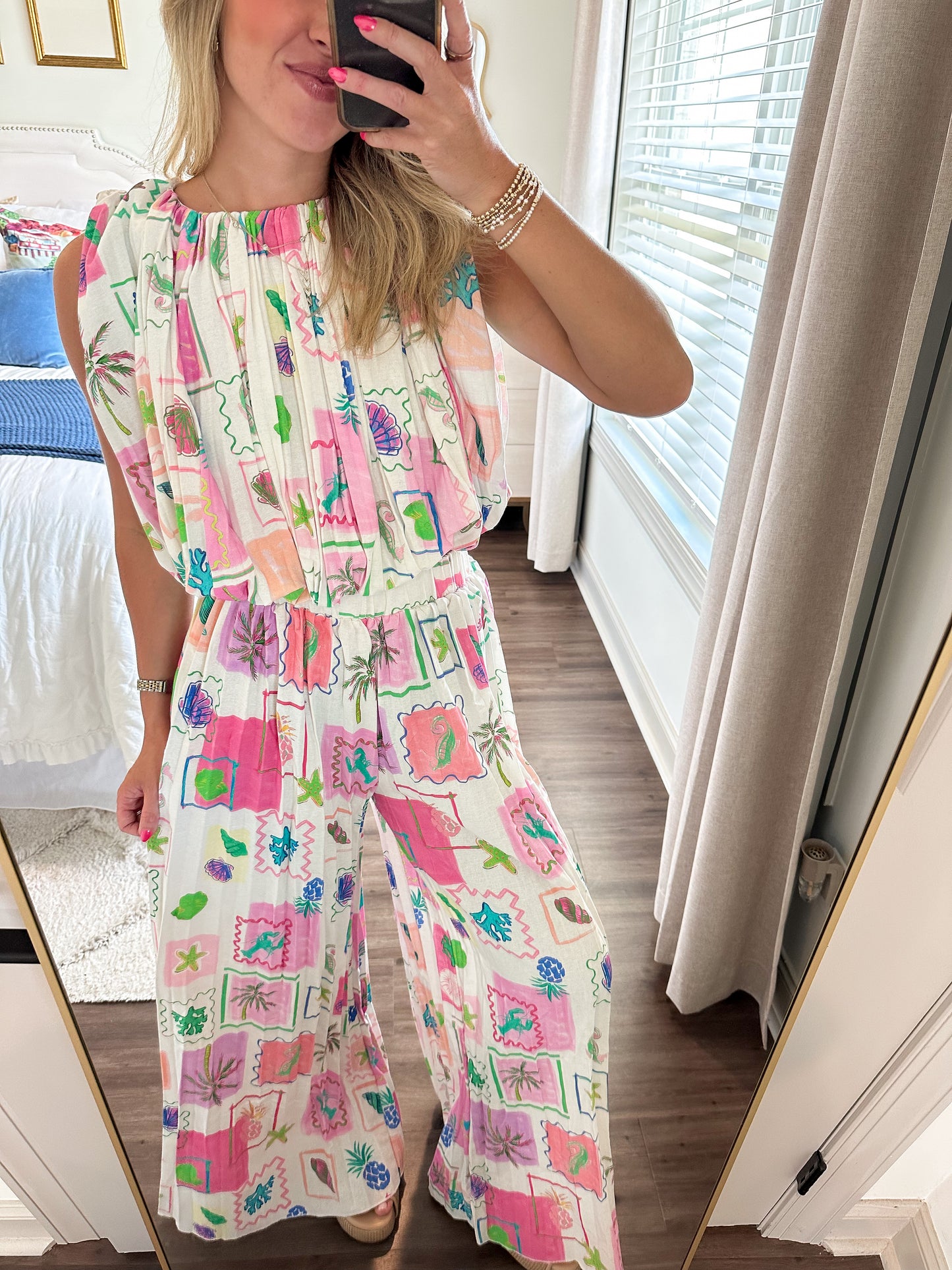 Marina Palm Set- White/Pink