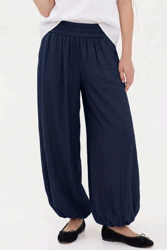 Silky Balloon Leg Pants- Navy
