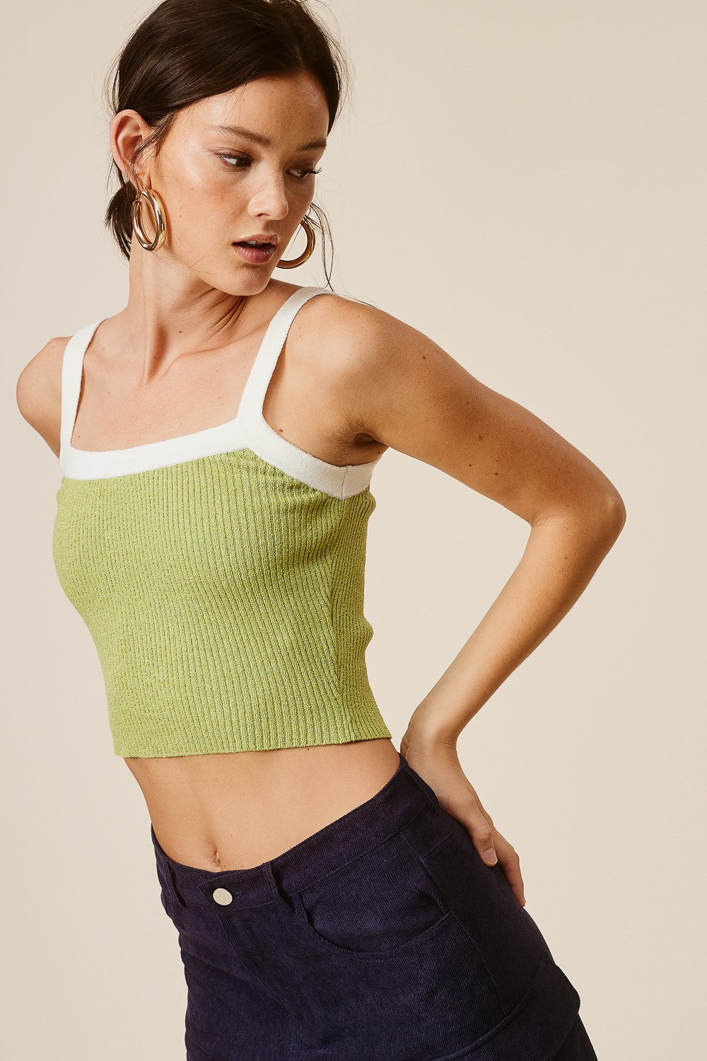 Alice Tank- Green/White