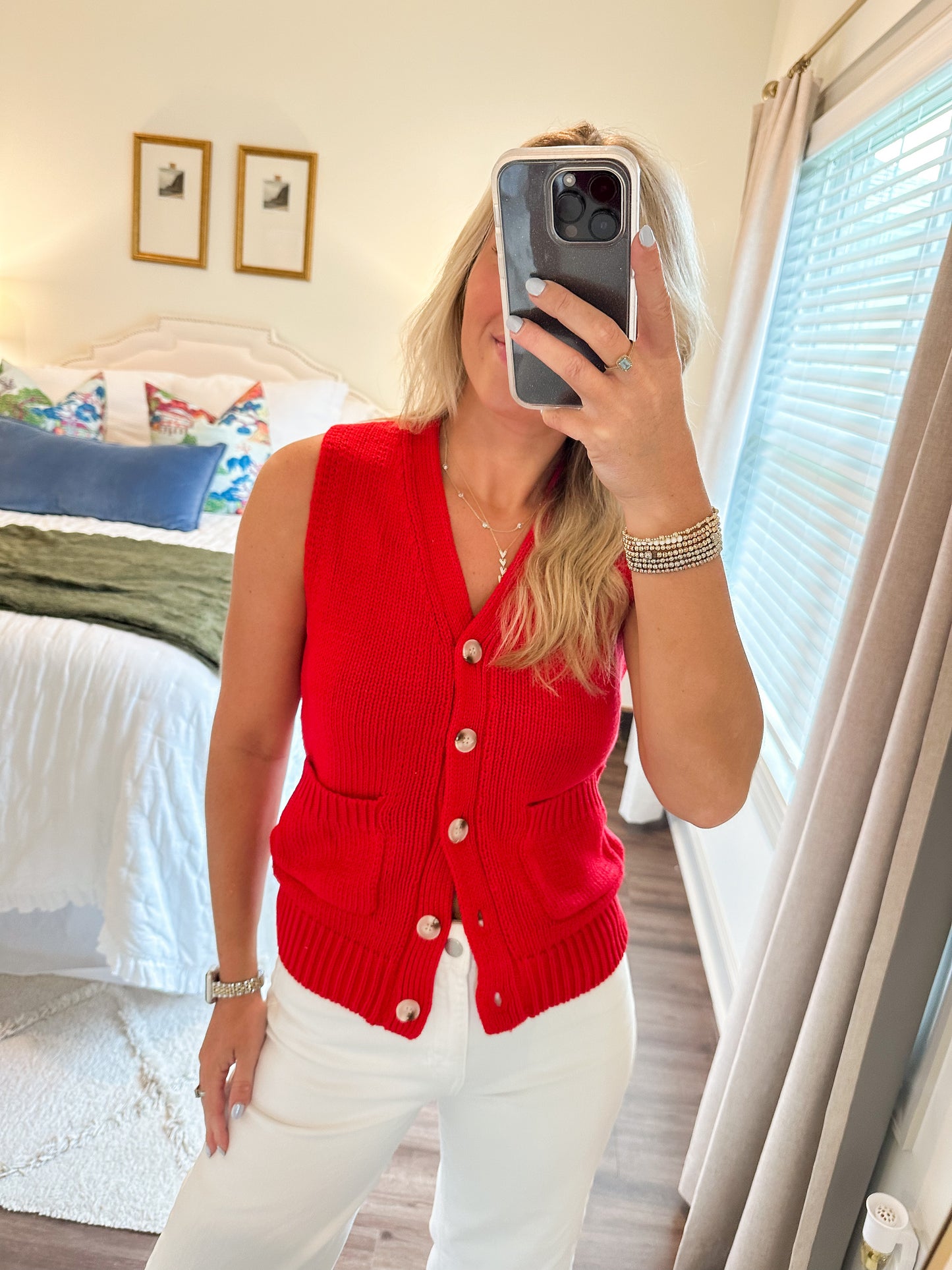 Caroline Sweater Vest- Red