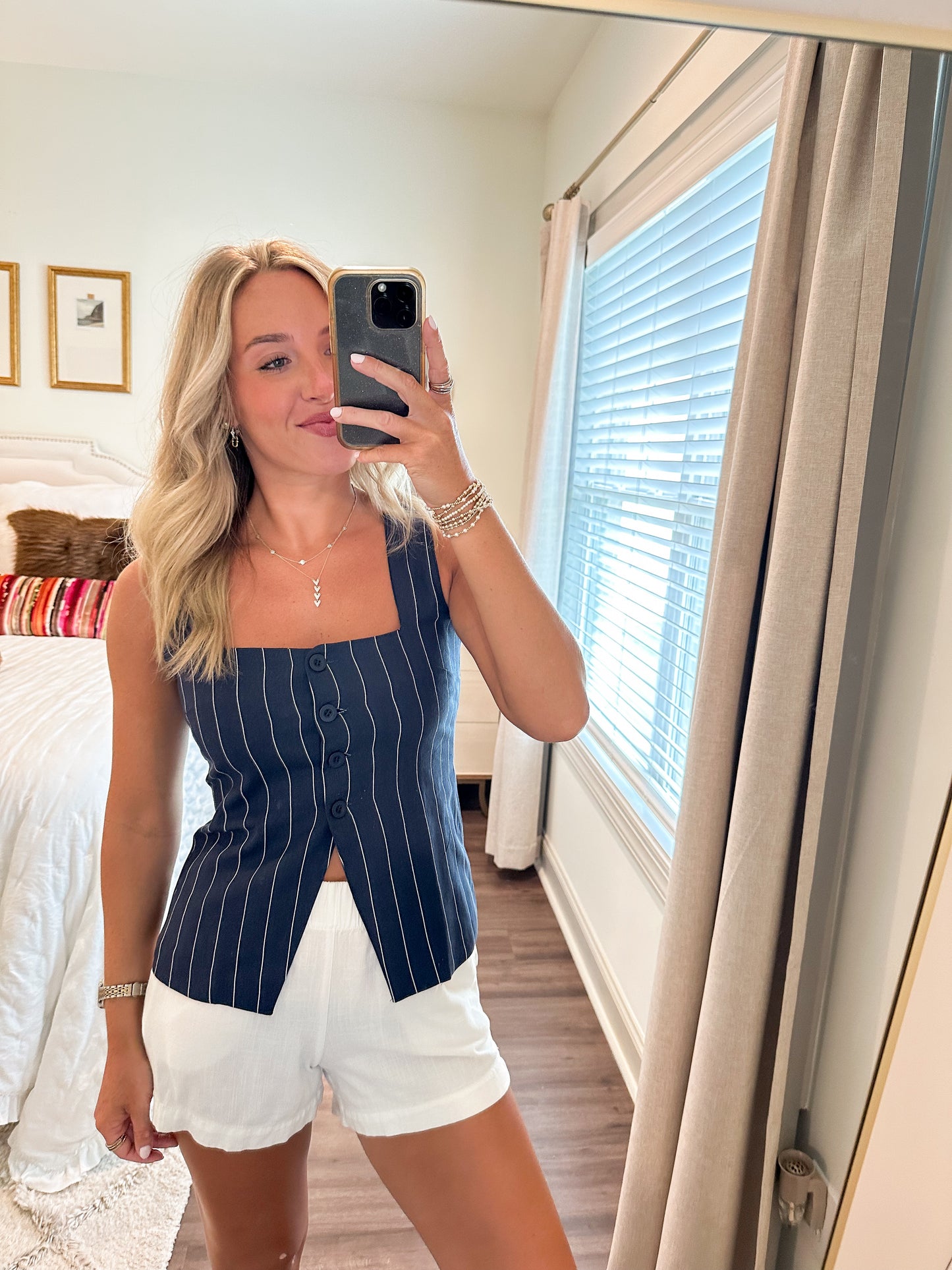 Sail Away Vest Top- Navy