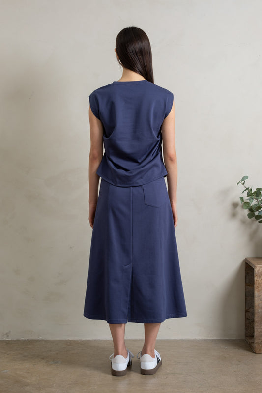 Side Tuck Tee- Navy