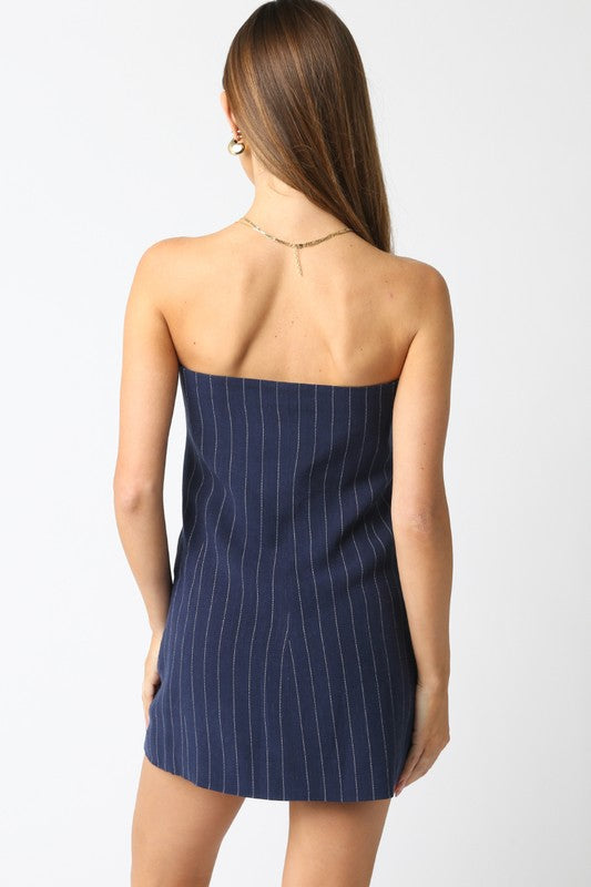 Freya Stripe Dress- Navy