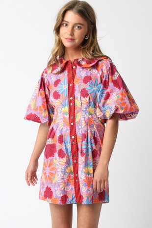 Maxine Floral Dress- Pink Multi