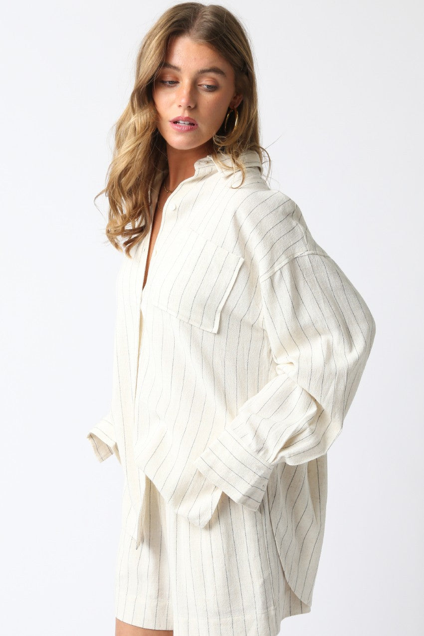 Kiera Stripe Set- Linen/Black
