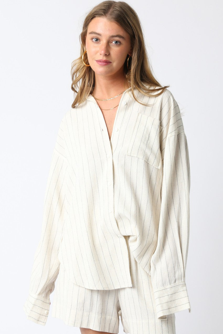 Kiera Stripe Set- Linen/Black