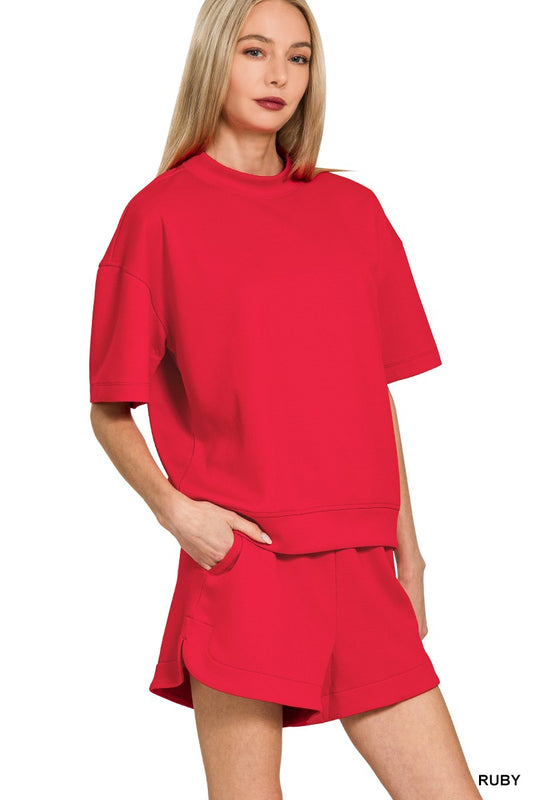 Taylor Scuba Shorts Set- Ruby