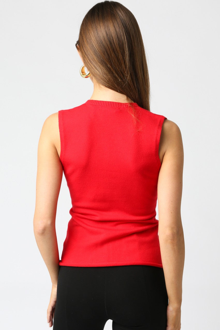 Mila Knit Top- Red