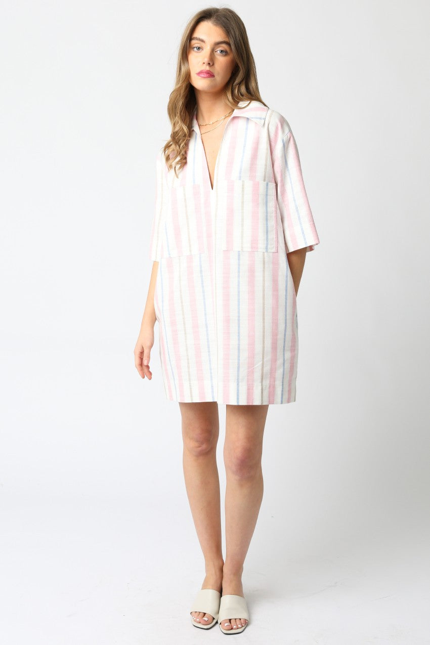 Jules Stripe Dress- Pink/Blue