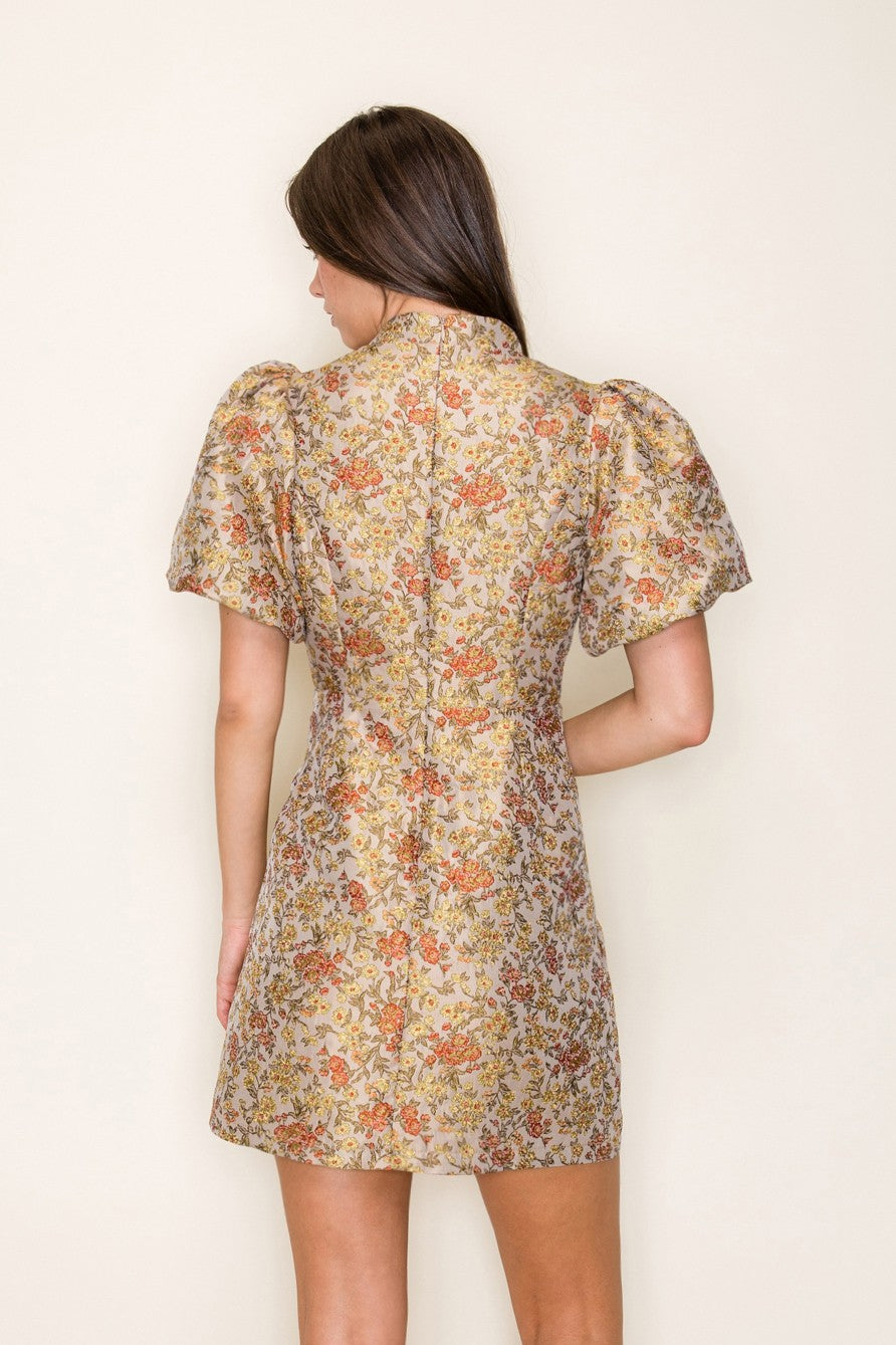 Zosia Mini Dress- Taupe/Rust