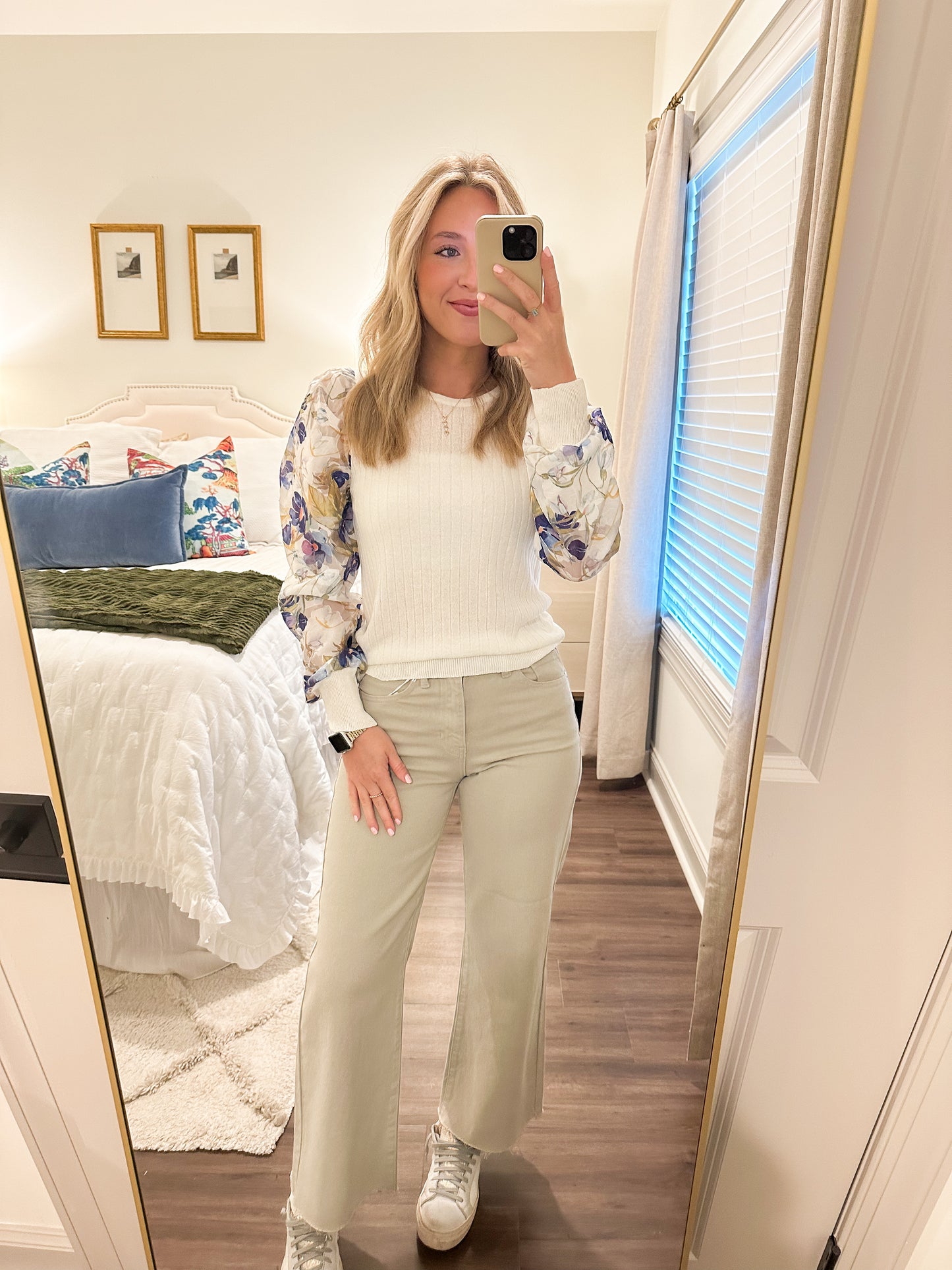 Olive Slim Wide Leg Jean