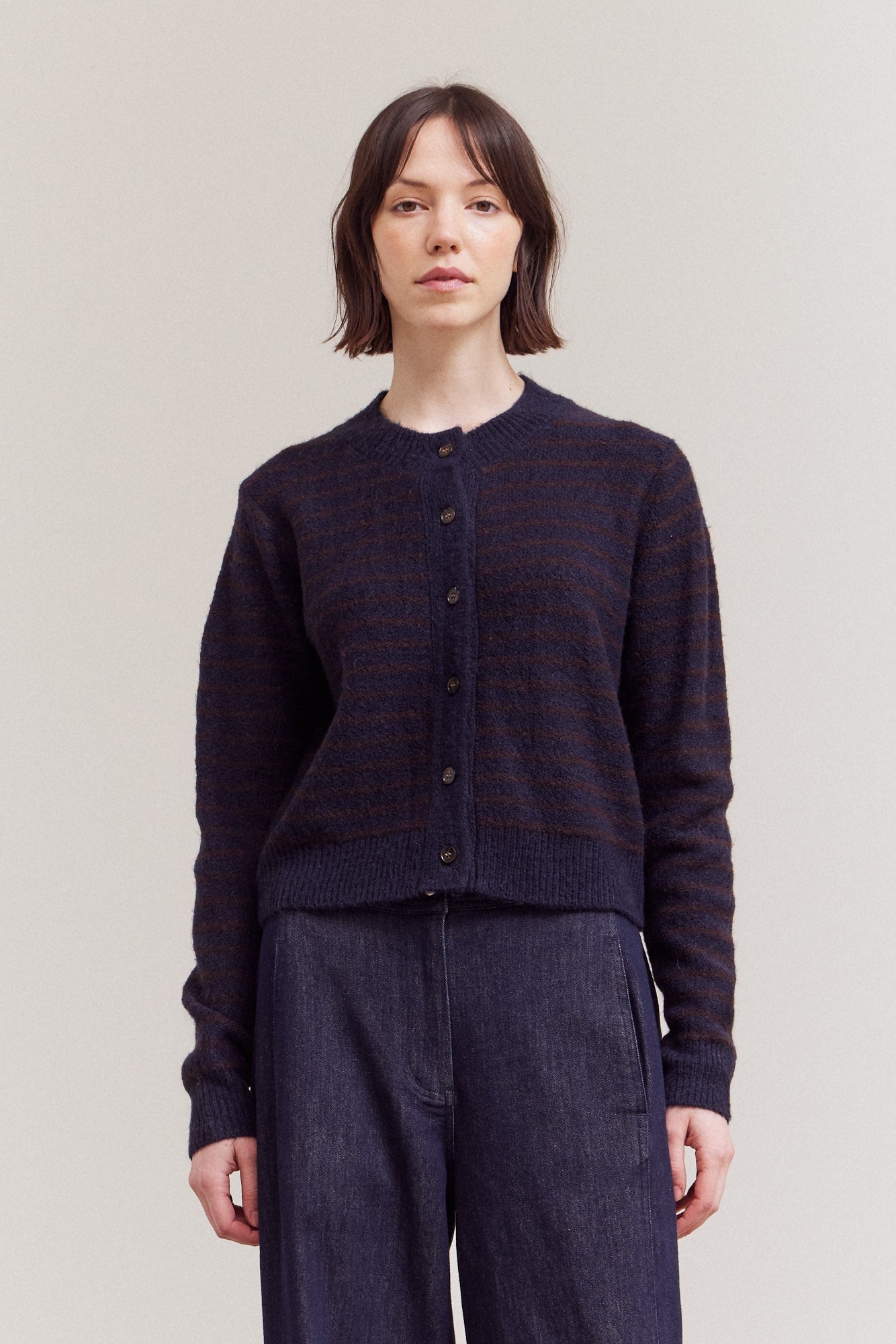 Celine Stripe Cardigan- Midnight