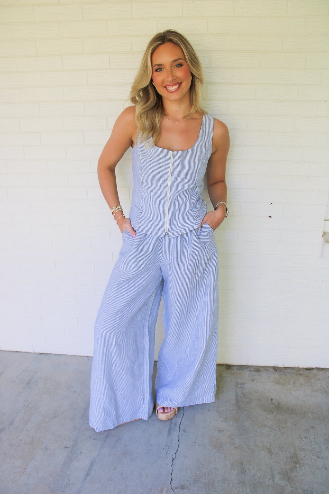 Sarah Zipper Top- Denim