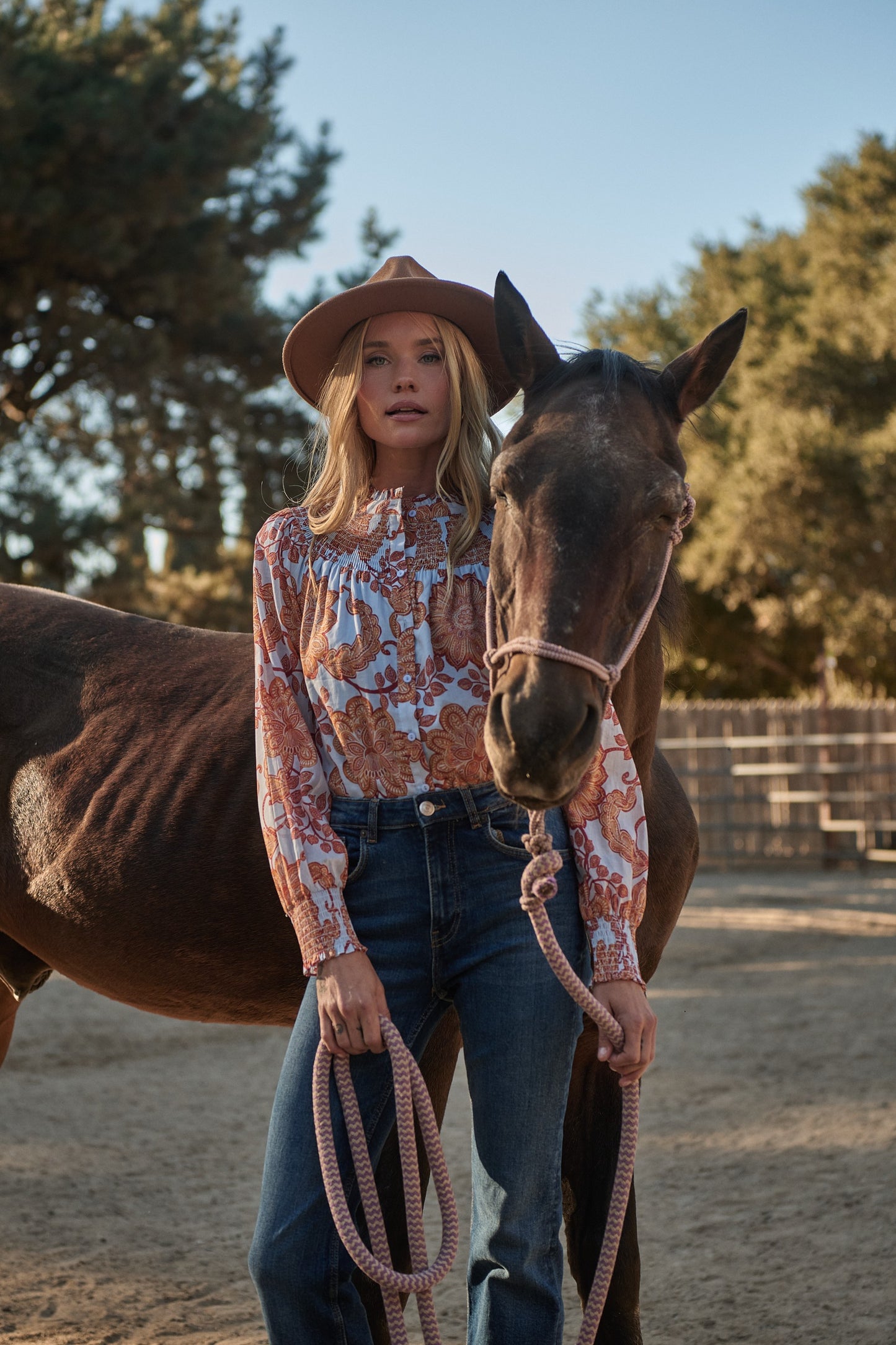 Siany Floral Debory Smocked Top