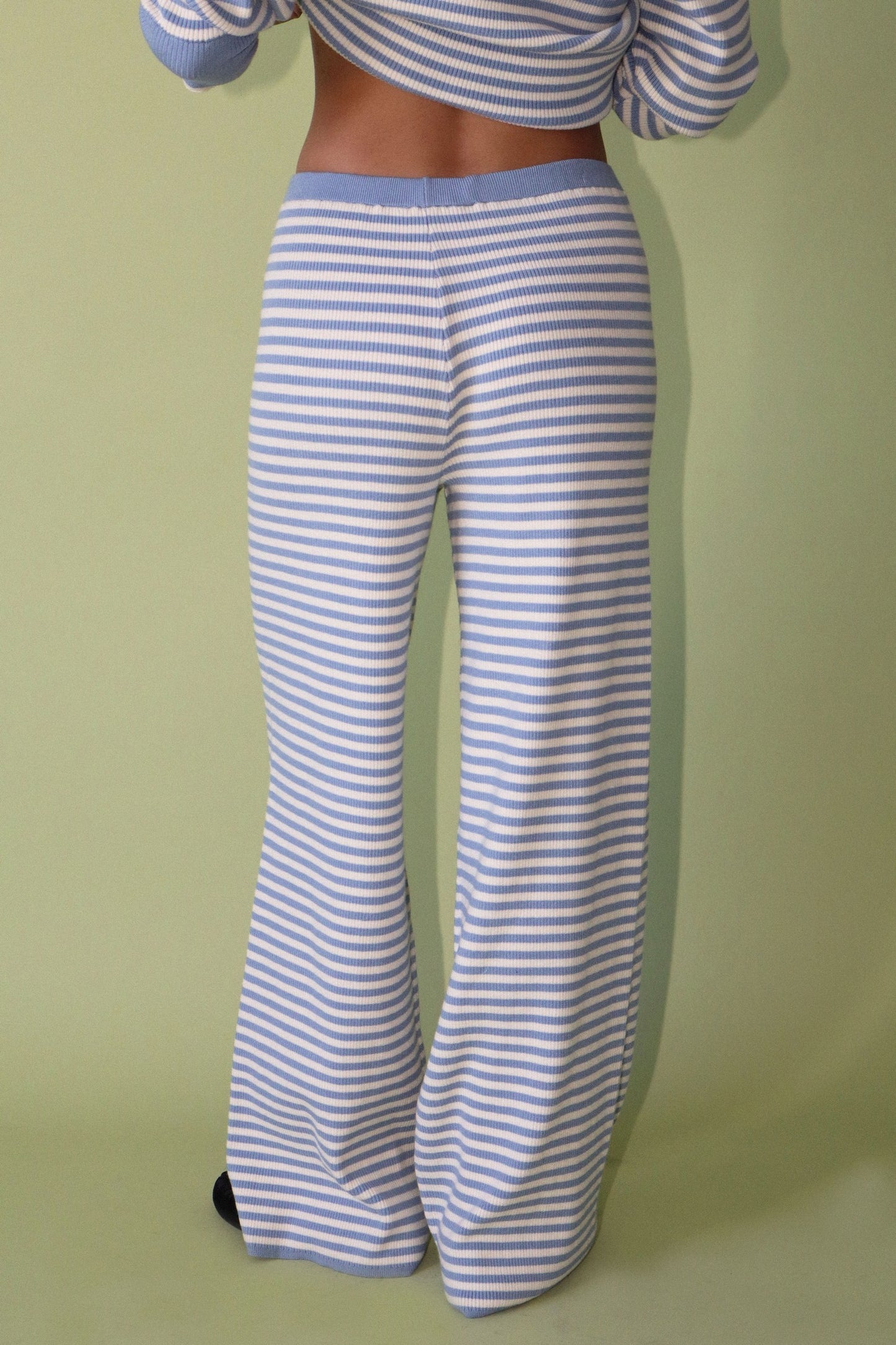 Bailey Striped Wide Leg Pants- Cloud