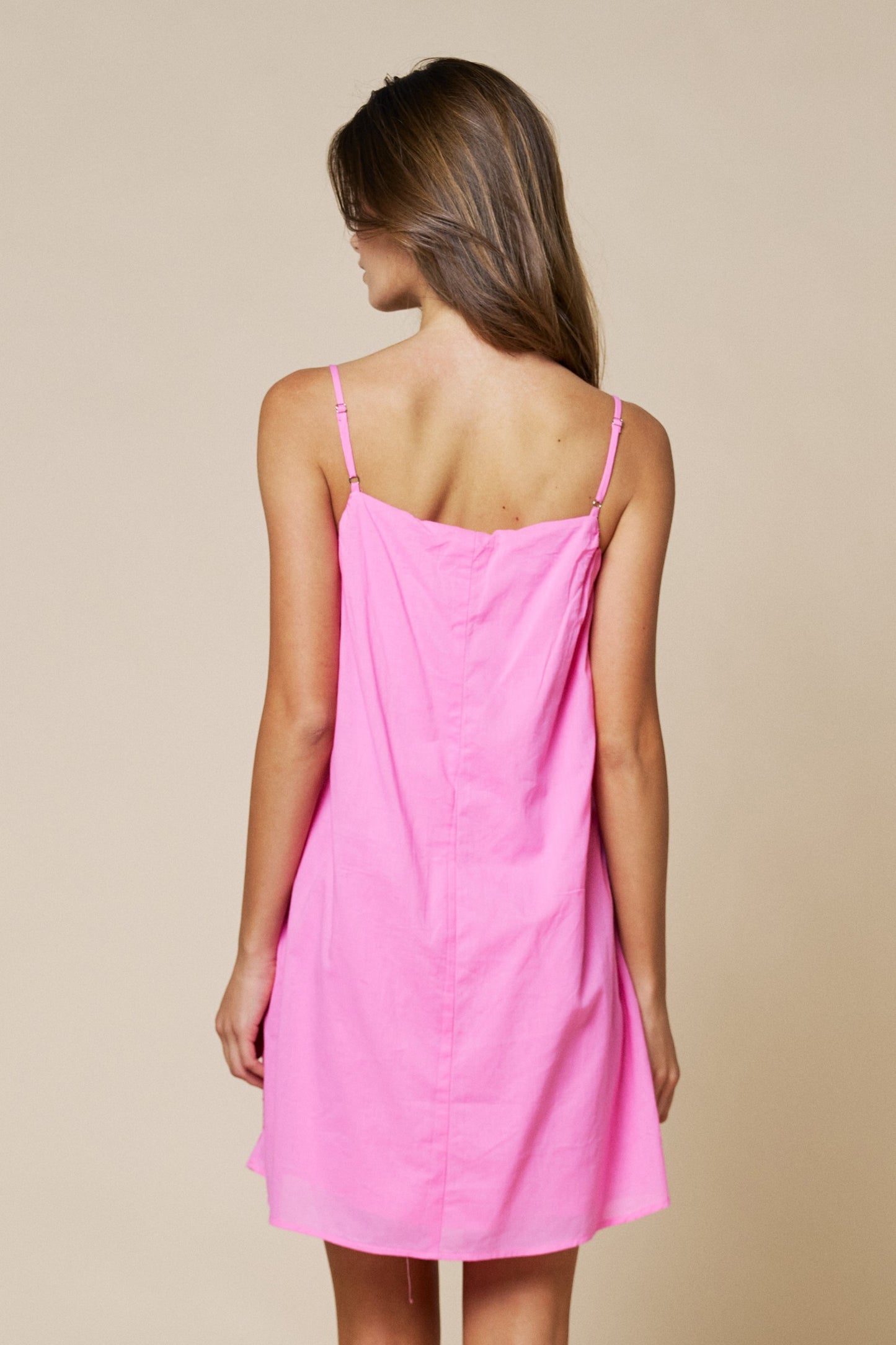 Sea Shell Embroidery Mini Dress- Pink