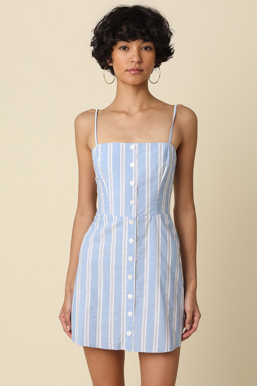 Finn Stripe Button Front Mini Dress