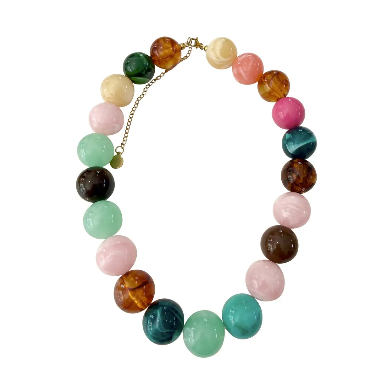 Dora Chunky Beaded Necklace - Pink Mix