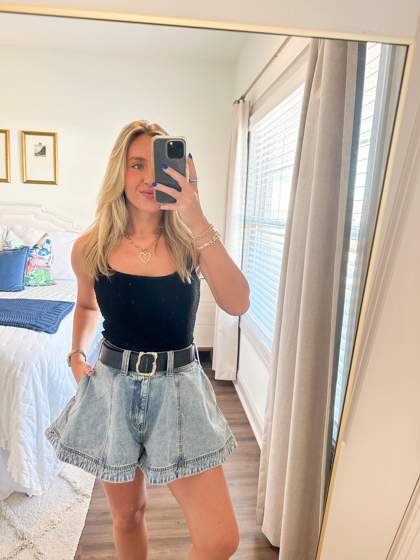 Washed Denim Skort