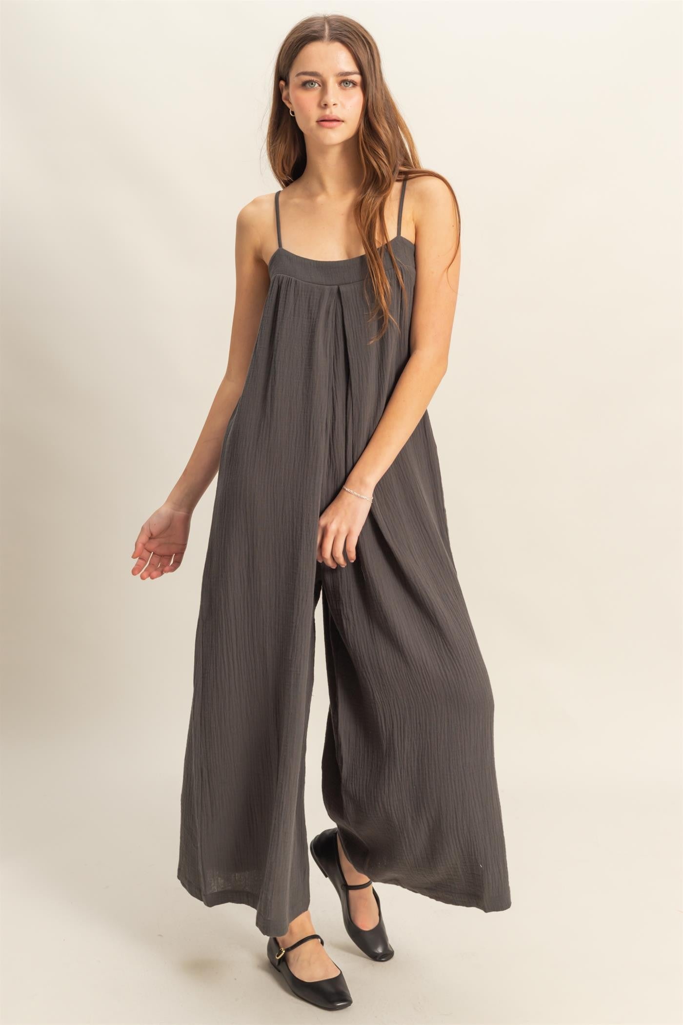Nelly Gauze Jumpsuit- Charcoal