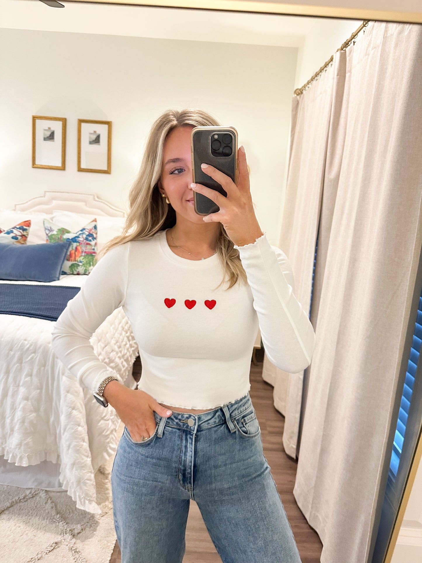 Lydia Heart Top- White
