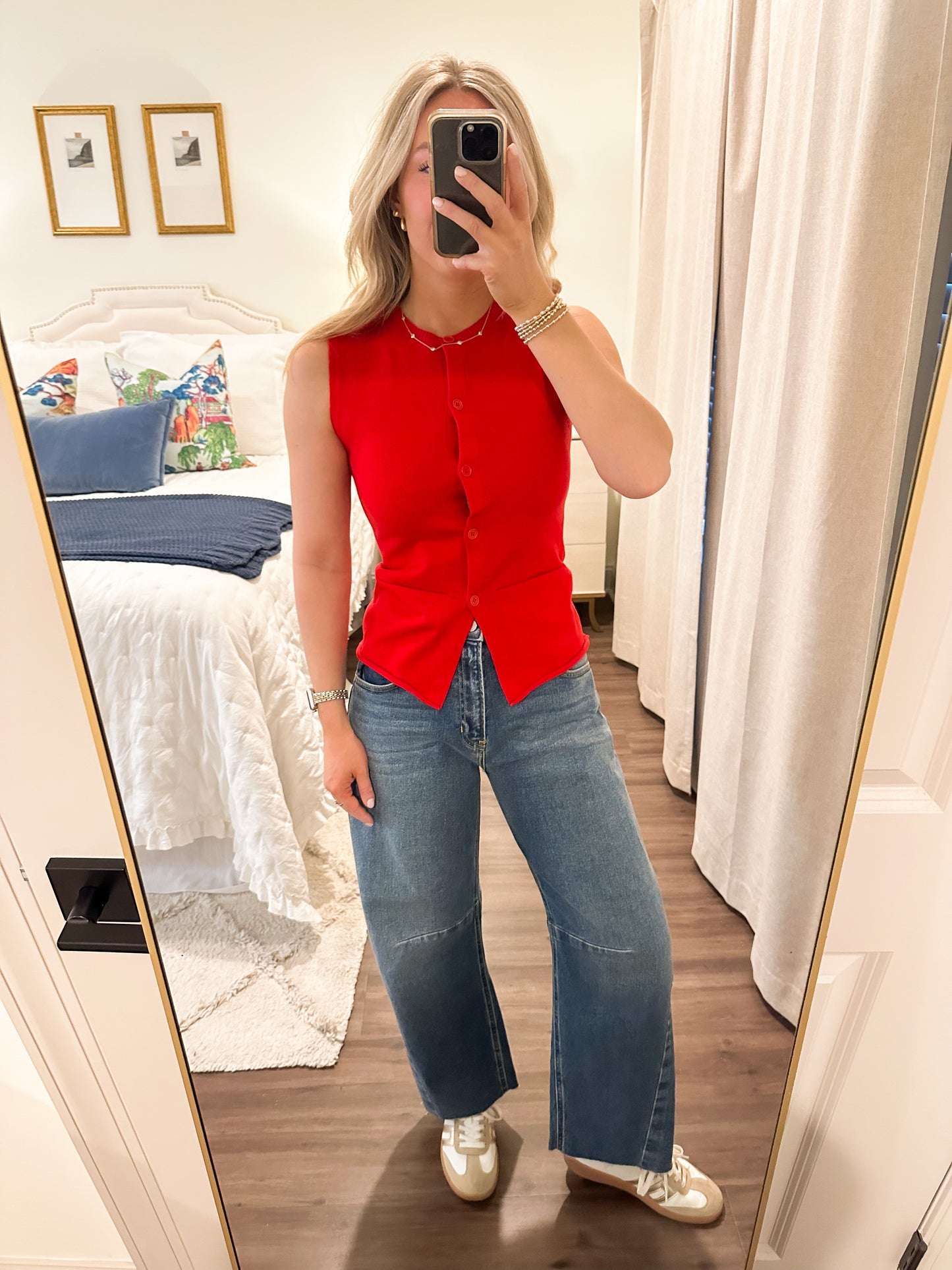 Mila Knit Top- Red