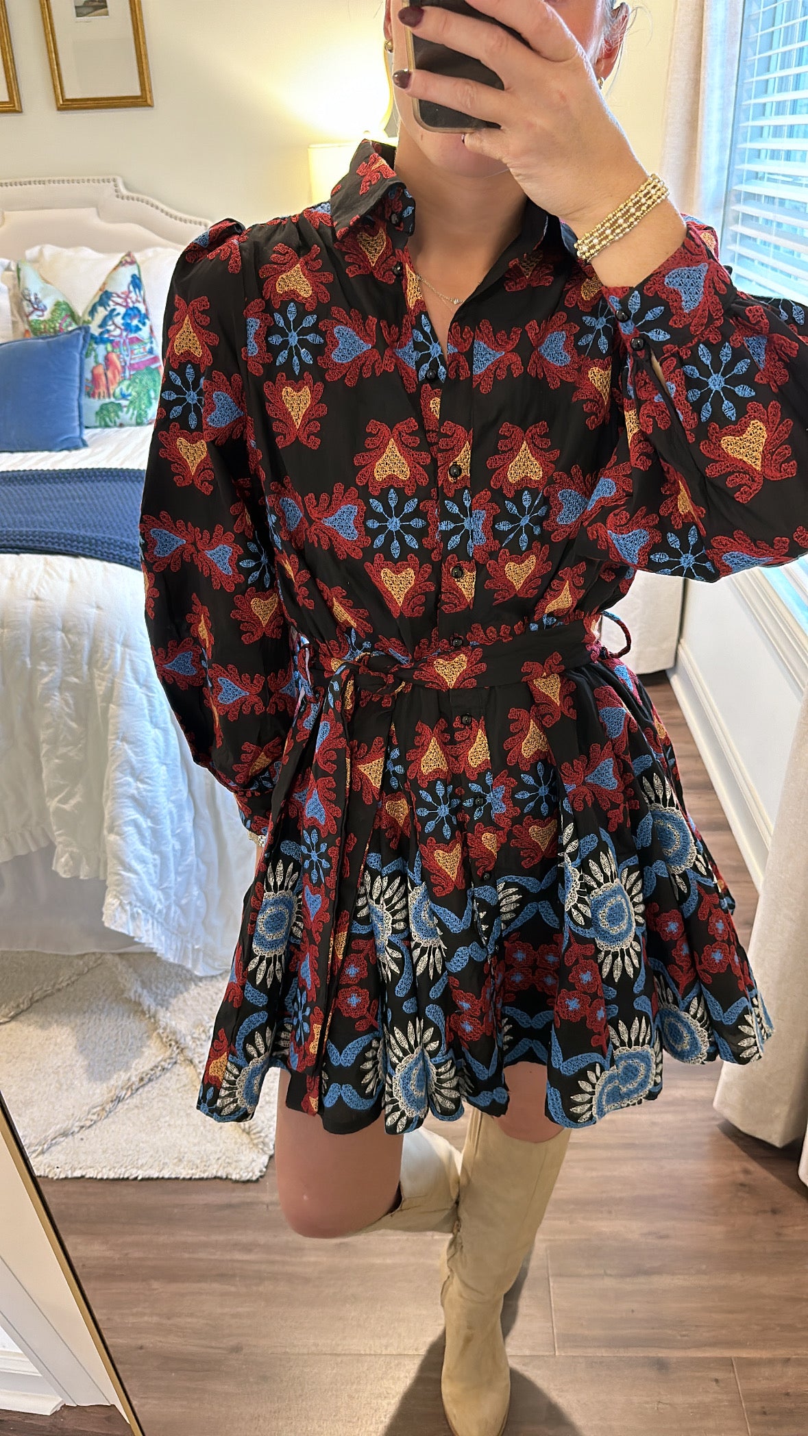 Hunter Embroidered Mini Dress