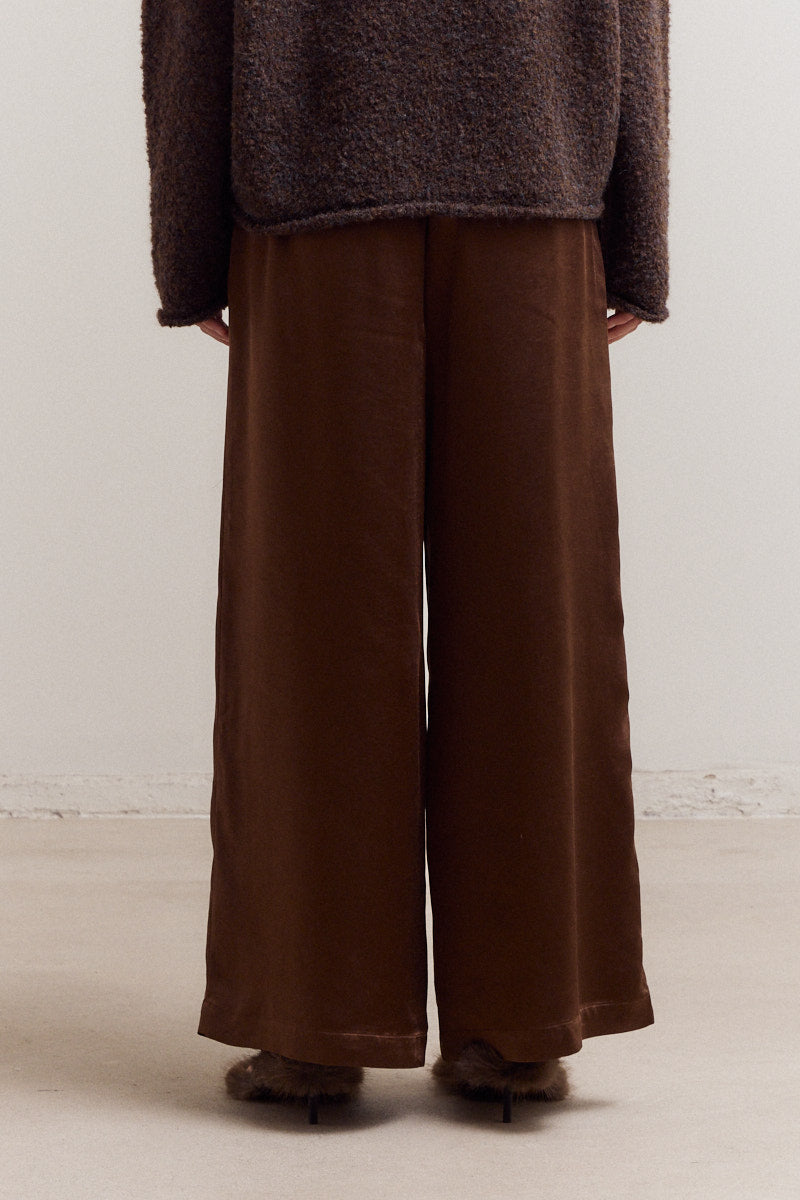 Vivi Satin Pants- Chocolate