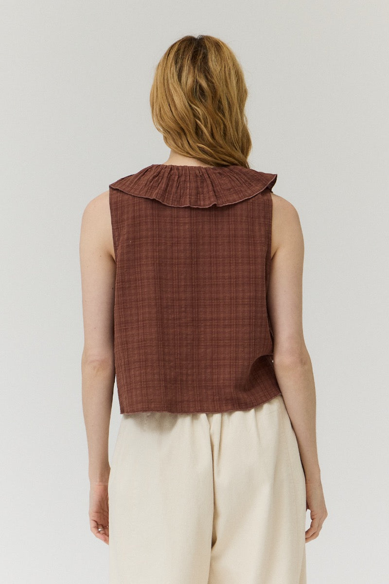 Emmy Ruffle Top- Brick