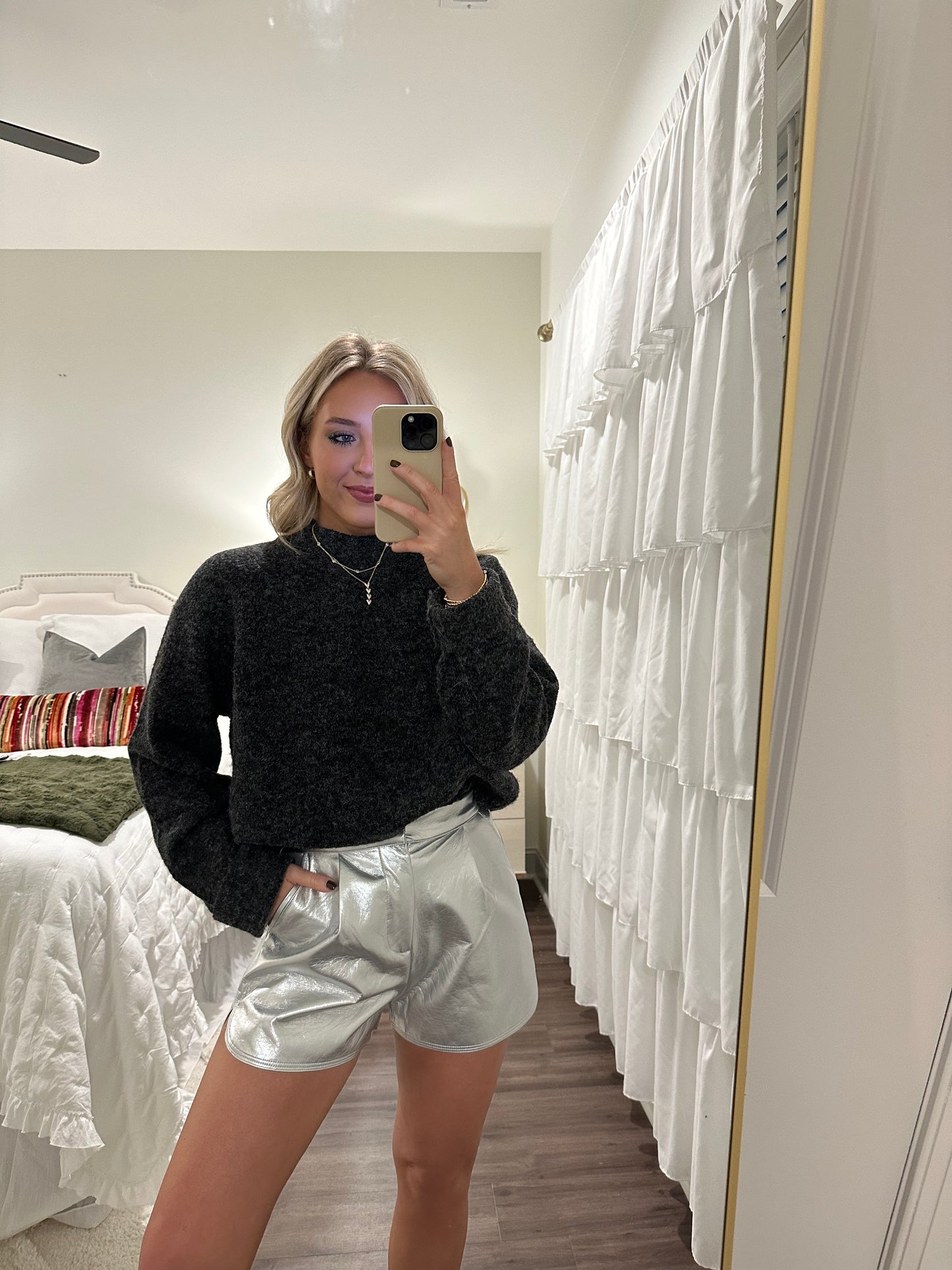 Metallic Silver Shorts