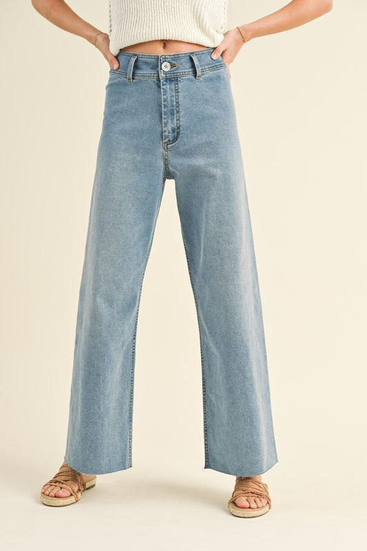 Straight Wide Leg Pants- Denim