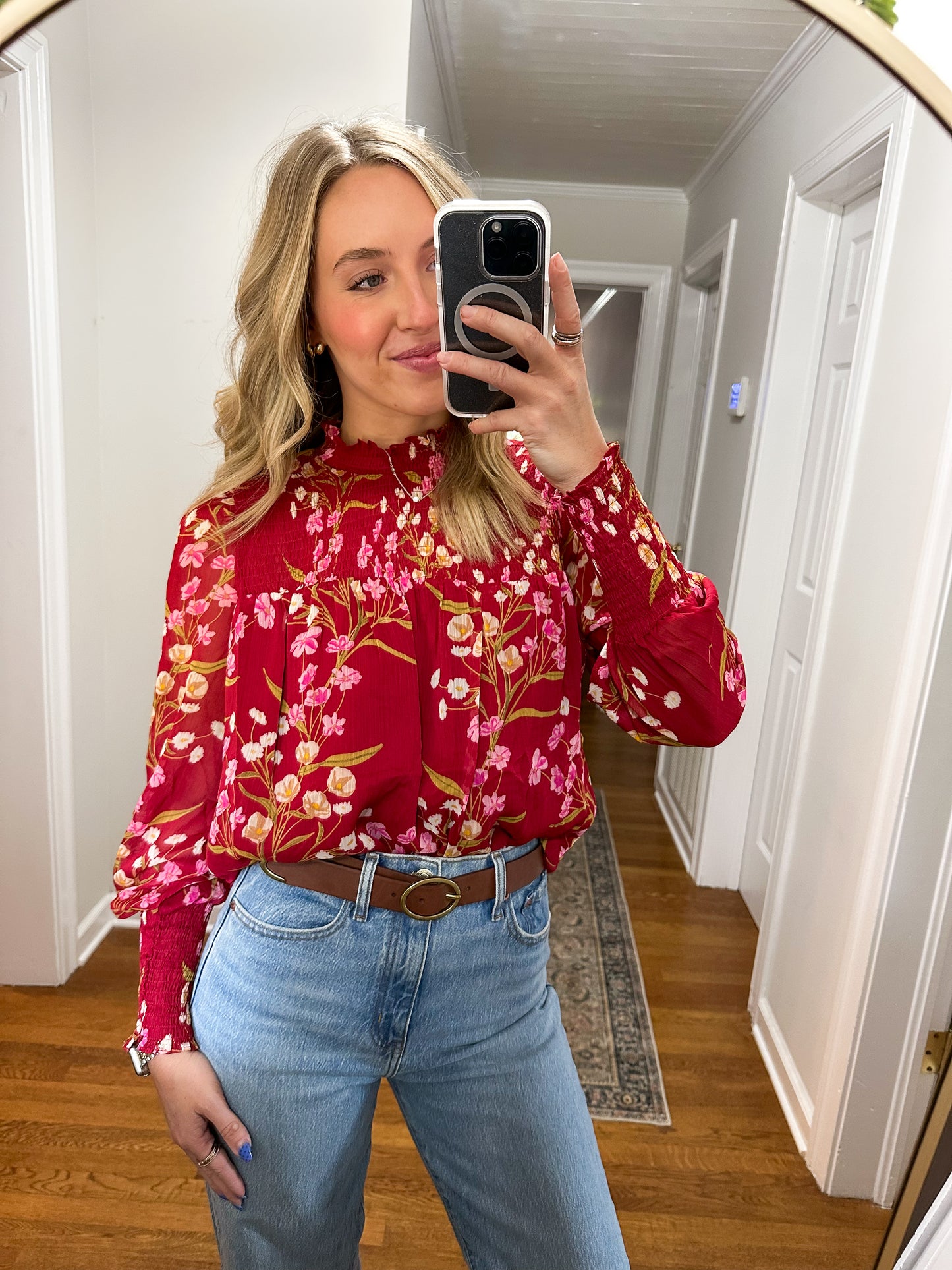 Ginnie Floral Top- Burgundy