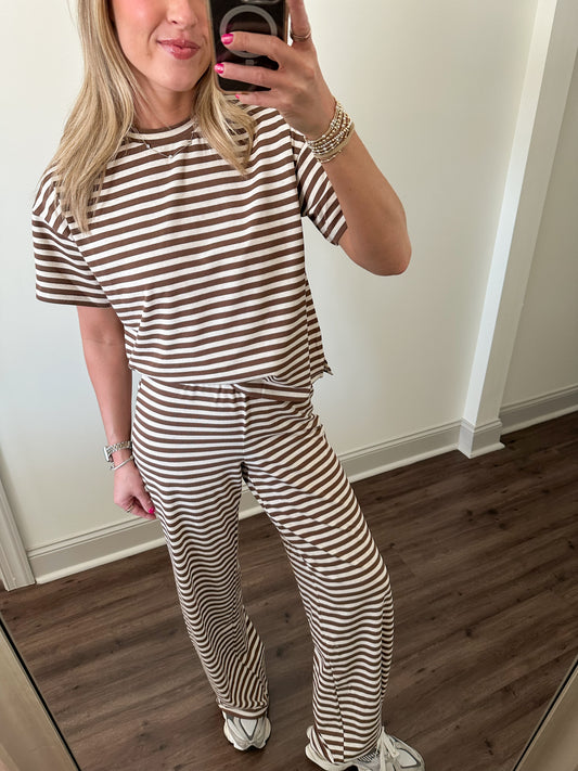 Easy Days Stripe Pants- Brown