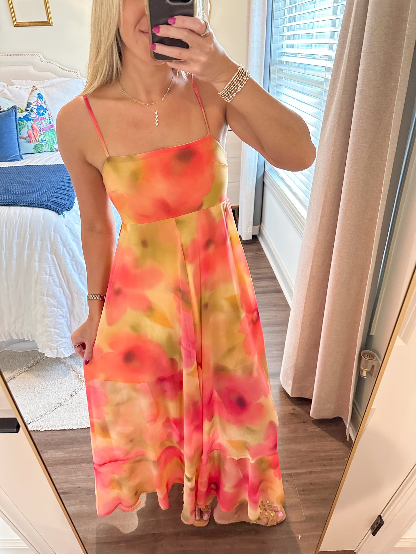 Eileen Maxi- Mustard/Coral