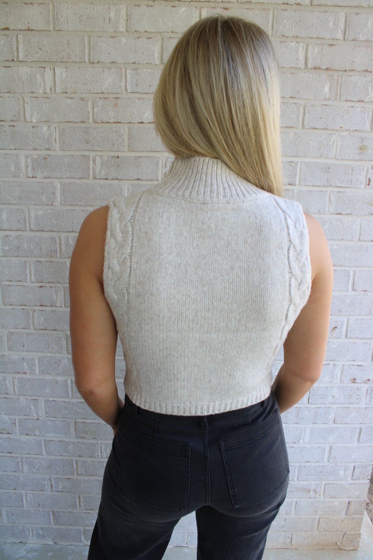 Cut Out Crop Sweater- Oatmeal