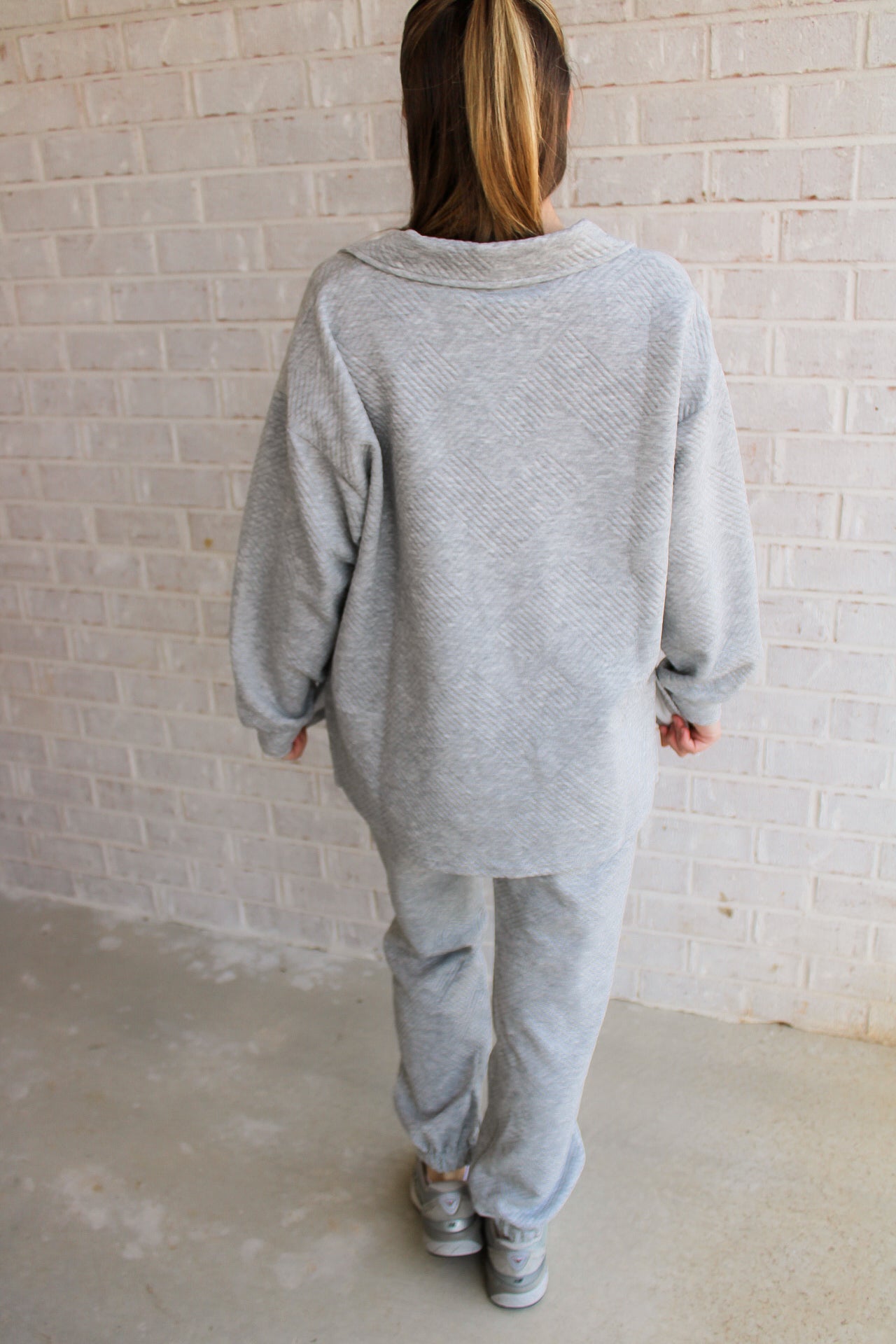 Grey Textured Jogger Set