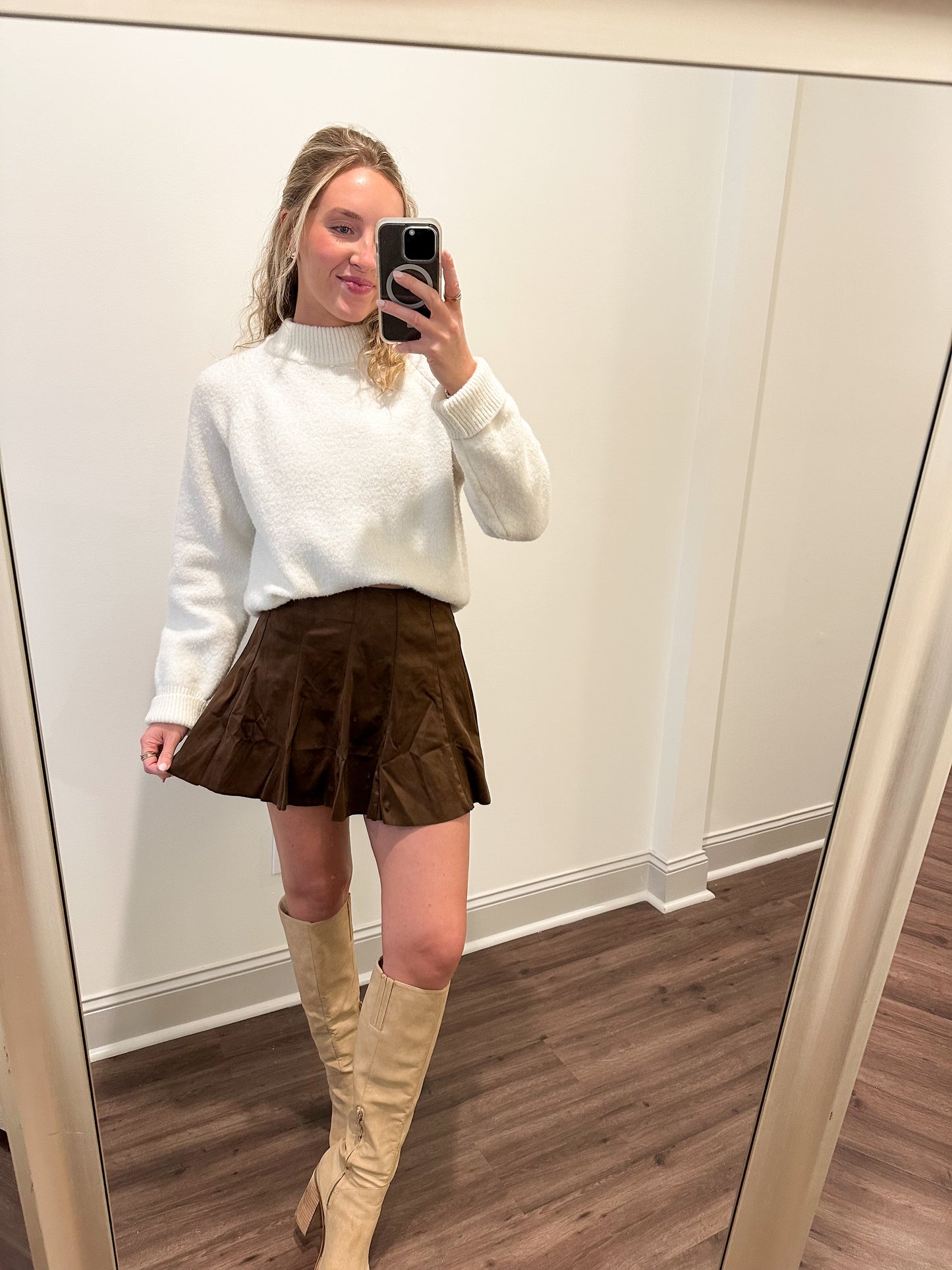 Birdie Suede Skort- Espresso