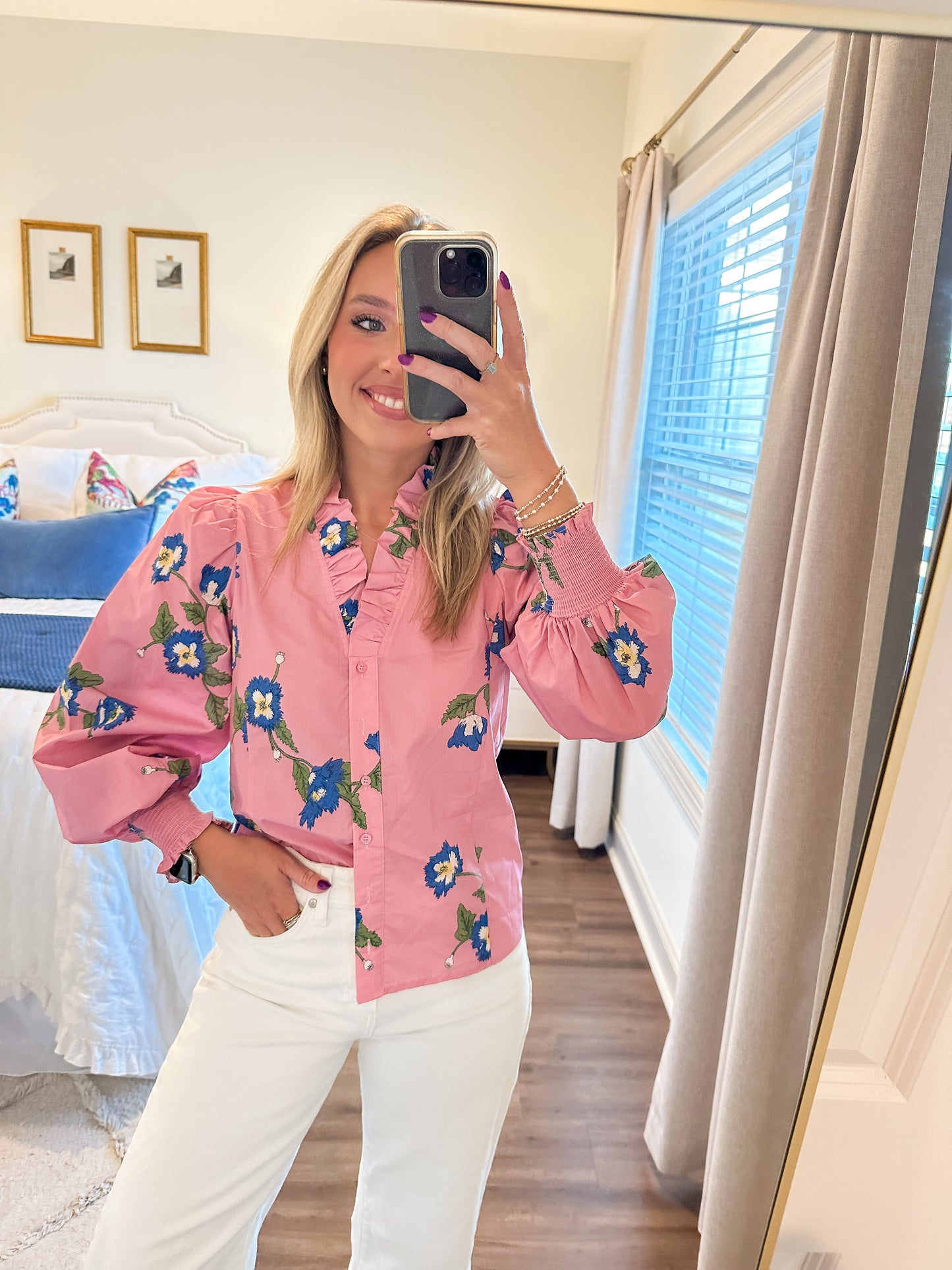 Rosie Floral Top- Pink