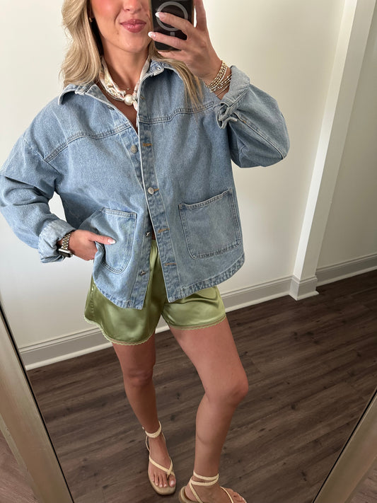 Lia Satin Shorts- Matcha