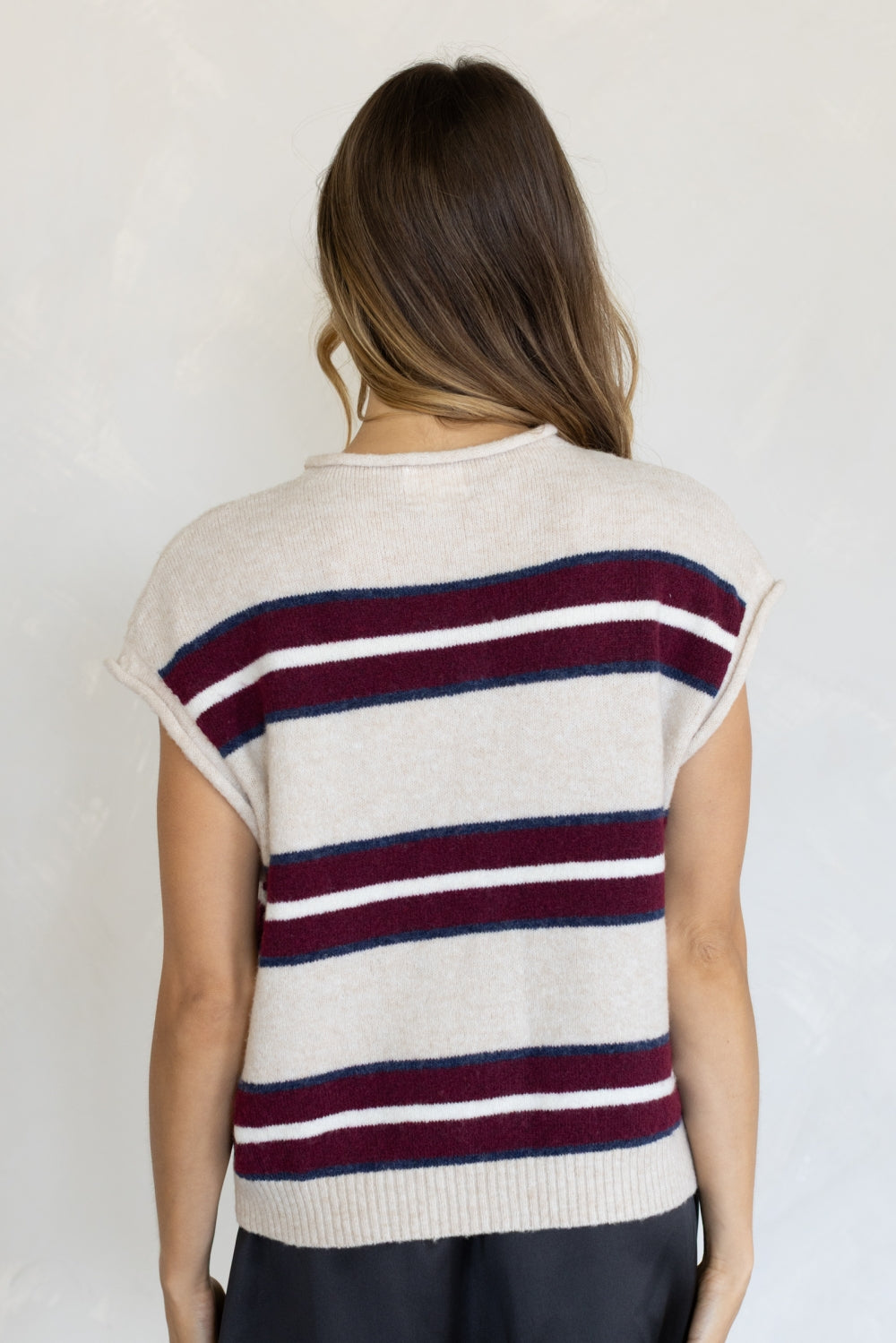 Varsity Stripe Piper Vest- Beige